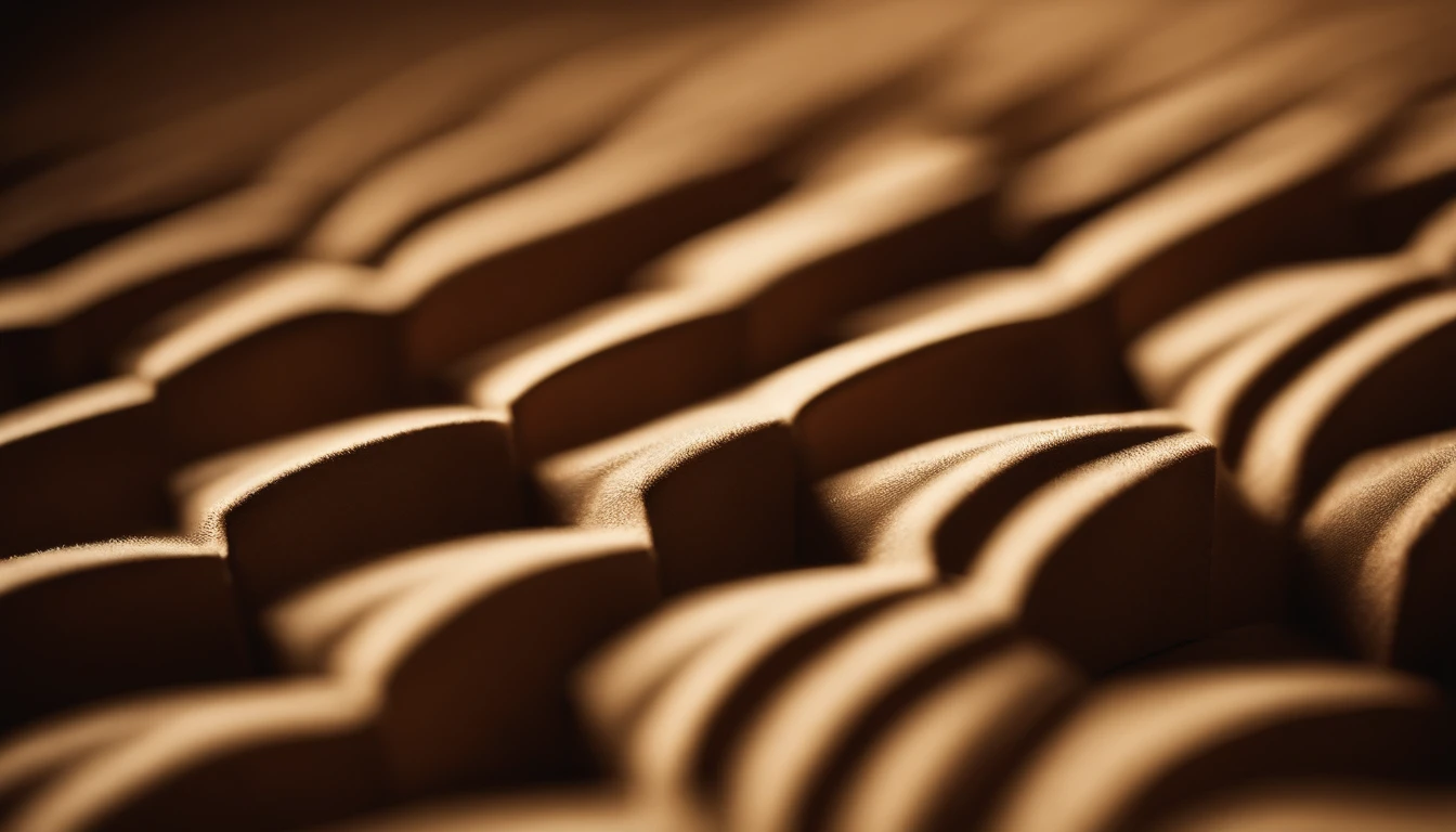 A close-up shot of the corrugated texture of a cardboard box, with the light casting shadows and highlighting the ridges and grooves, creating a visually detailed and textural image.