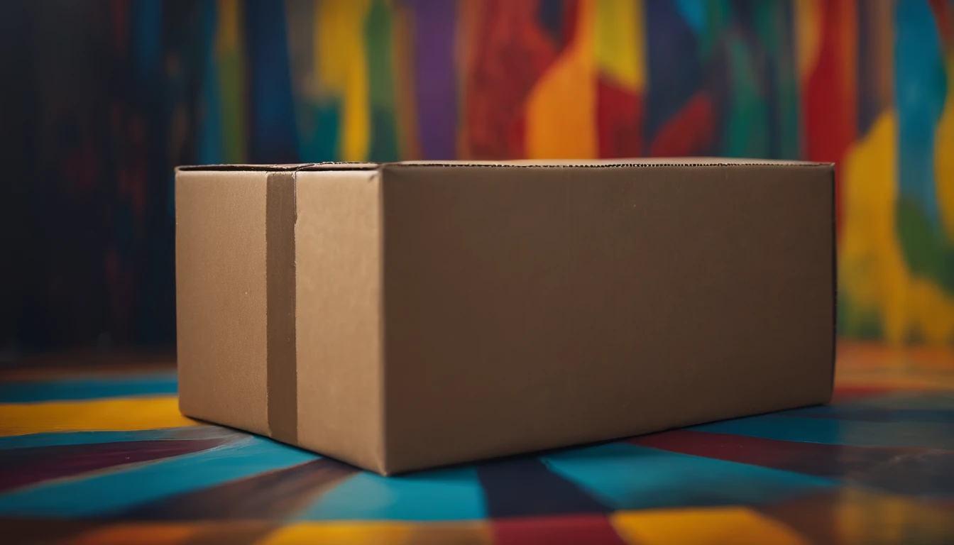 A high-resolution image of a cardboard box being used as a canvas for a large-scale painting, with vibrant colors and bold strokes, showcasing the potential for creativity and artistic expression, creating a visually expressive and imaginative scene.