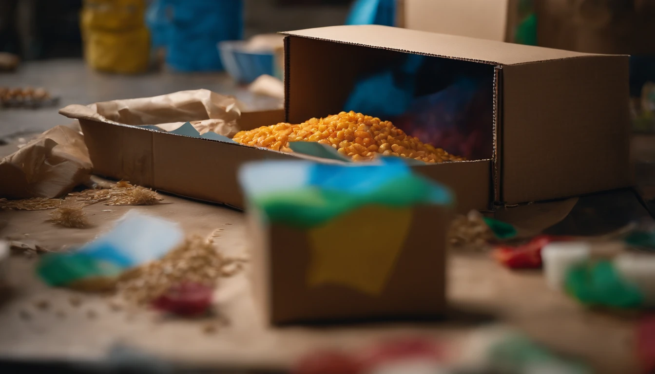 A high-resolution image of a cardboard box being used as a canvas for a large-scale painting, with vibrant colors and bold strokes, showcasing the potential for creativity and artistic expression, creating a visually expressive and imaginative scene.
