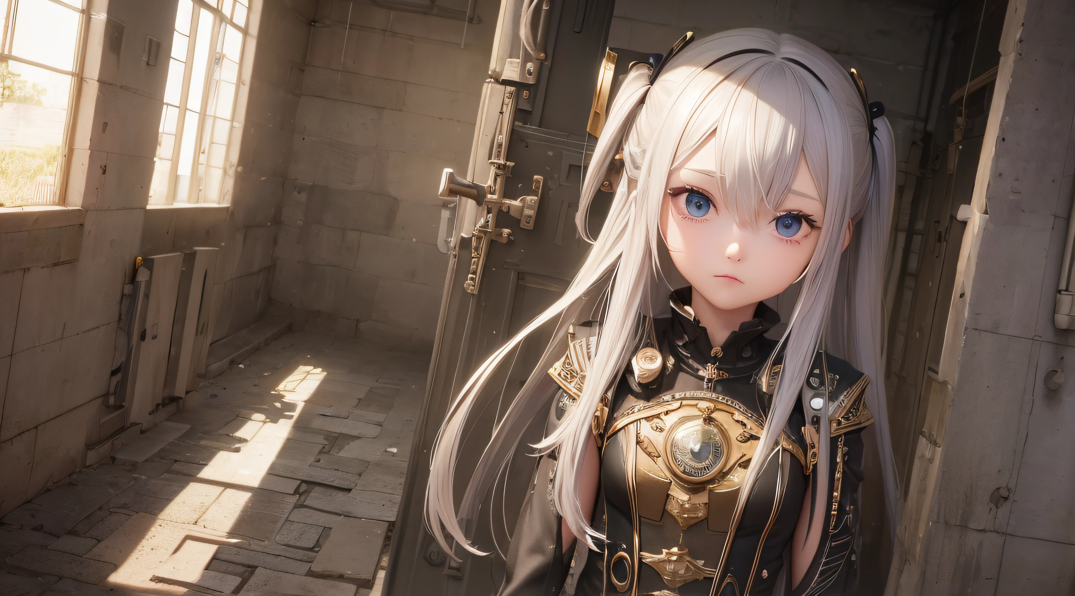 (obra prima) (perfection) (ultrarrealista | | | | |) (sem defeitos) anime menina esguichando, triste, android, robotical, Steampunk