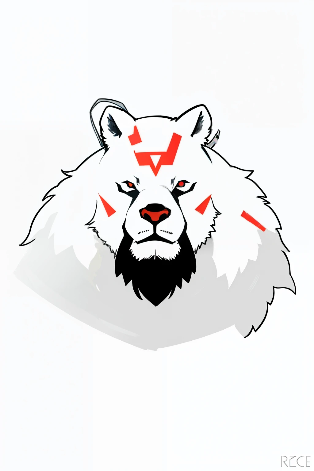 a close up of a white bear with a beard and a red eyed face, profile picture 1024px, /r/razer, inspired by Puru, avatar for website, simple logo, logo, logo, inspired by Grzegorz Rutkowski, inspired by Pedro Álvarez Castelló, ratz, fursona, by Relja Penezic
