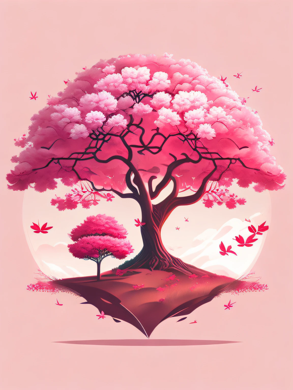 a cherry tree, design de camiseta, rzminjourney, arte vetorial