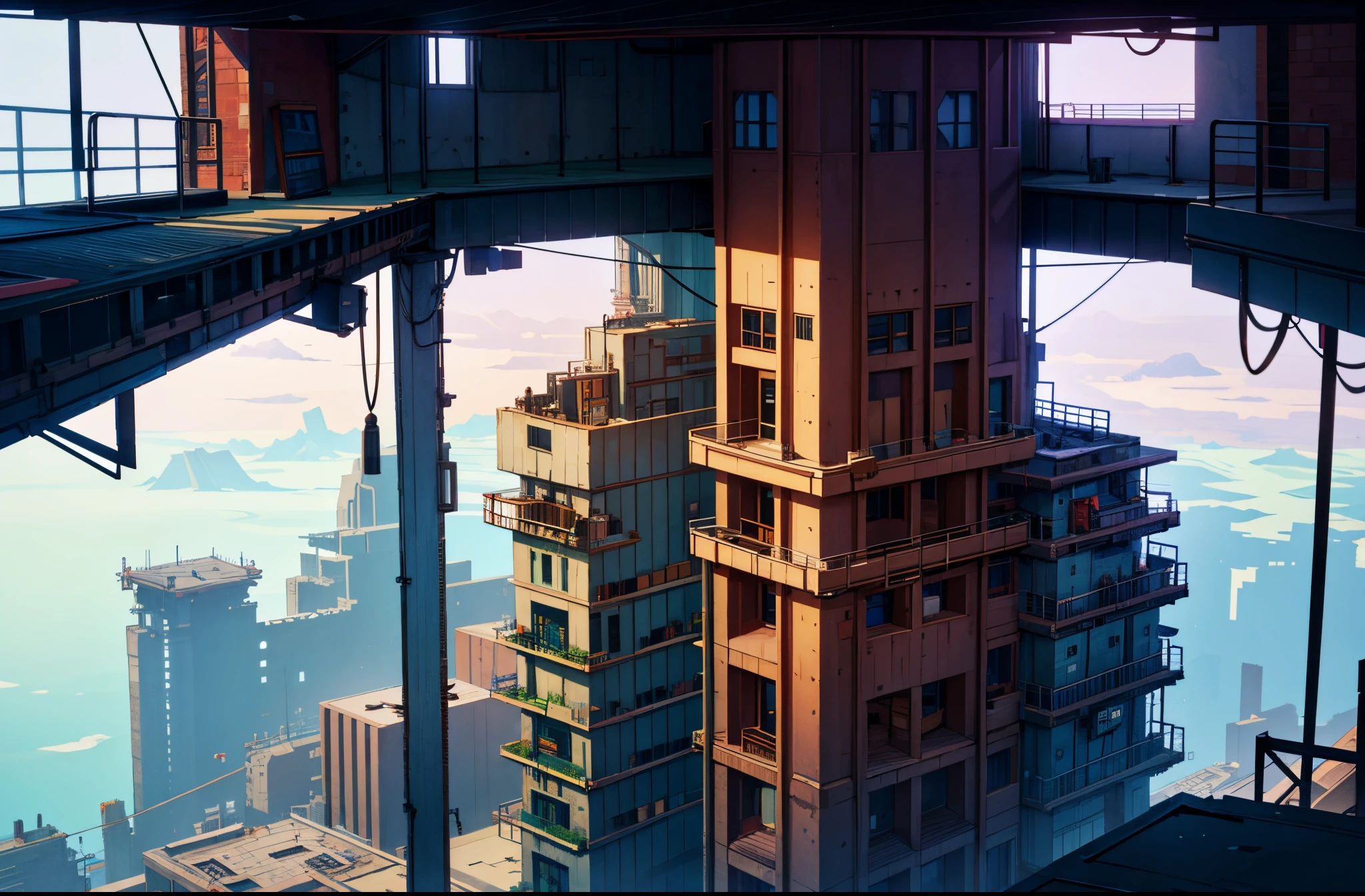 Inside the Tower of Babel,2d,Industrial punk,Elevation,building interior view