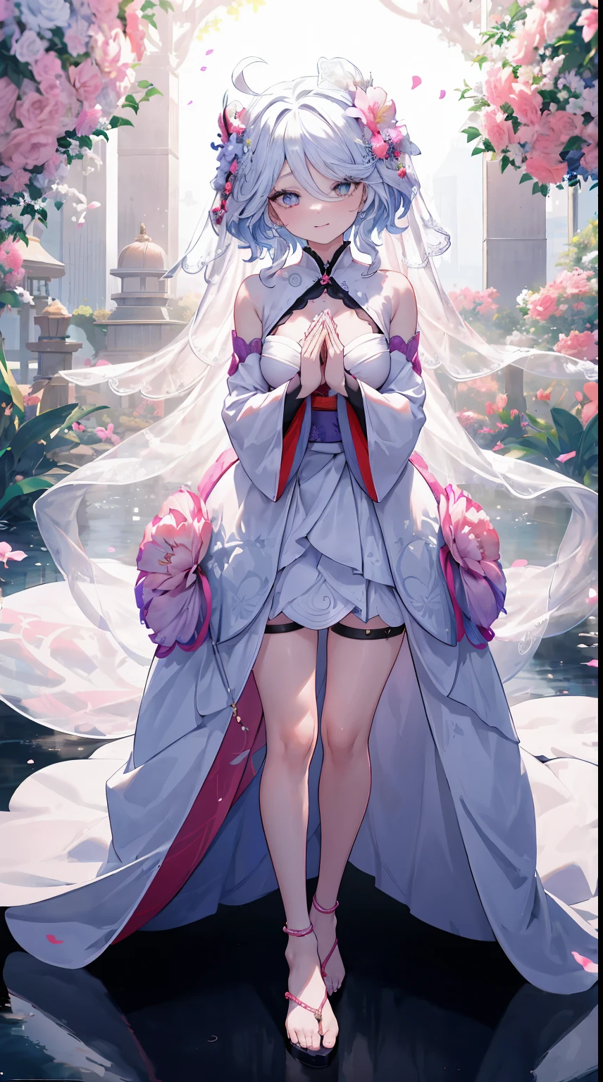 Furina Focalers | genshin impact, master-piece, bestquality, 1girls,25 years old, proportional body, proportional., Wedding Dresses, White Wedding Dress, Long skirt, wedding, ,bara, Standing in the middle of a flower garden, outdoor, wedding, The sky is beautiful, In a paradise of love and happiness......................................................................, The bride wears a Japanese dress and a seductive smile......................................................................, The passage of time stops at theirs......................................................................, On this wedding day of love and happiness......................................................................, Bright and beautiful flowers, Holding it in her hands symbolizes the envelopment of love......................................................................, Love and friendship through the transmission of flowers, In a paradise of love and happiness......................................................................, A bride in a yukata wearing a masika......................................................................, It is a form of beauty and elegance......................................................................, Show your spouse your heart....................................................................., In a paradise of love and happiness......................................................................, Kochikugisa is the tree of new beginnings......................................................................, And their love and affection..................................................................., And suck a lot of love......................................................................, Flowers represent love and peace......................................................................, In a paradise of love and happiness......................................................................, View viewers from the front., Thigh strap, Head tilt, bored, 10, 10, HD, slight smile,