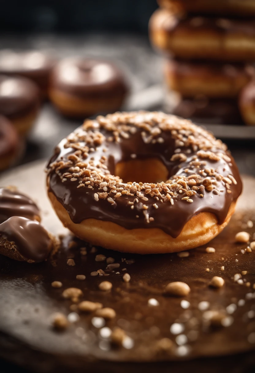 A high-resolution image of a donut being filled with a creamy and luscious filling, with the filling oozing out and creating a visually indulgent and satisfying scene.