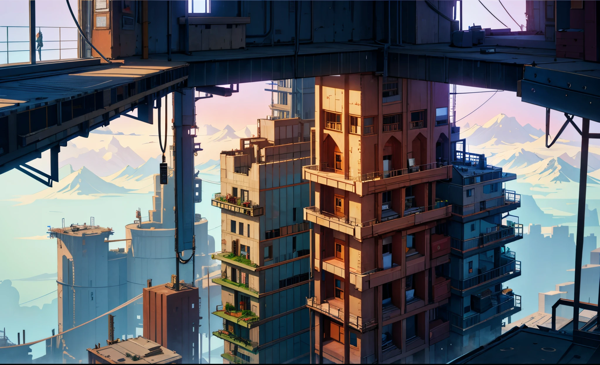 Inside the Tower of Babel,2d,Industrial punk,Elevation,building interior view