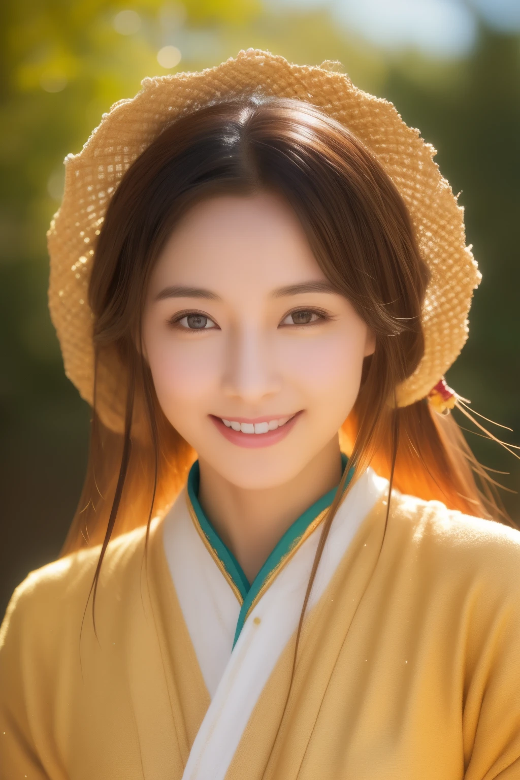 Absurd, Ultra-detailed, High quality, masutepiece, Detailed face, Beautiful eyes(Detailed eyes), hestia, Goddess of the hearth and house, Gentle and elegant, The face exudes warmth and tenderness, They are said to have soft and happy eyes., maintain a calm and steady gaze, Black hair color , The golden hue of her hair is、Reflects her role as the goddess of the furnace , Falling into gentle waves, Hair is decorated with simple floral accents, The overall appearance is simple and discreet, The fabric of the clothes is normal、Gently drawn in earth colors, Beauty is not found in extravagant ornaments, Her smile is calm and welcoming、beauty of tibet、Tibetan national costume、snowscape、in mountains、playing with pandas