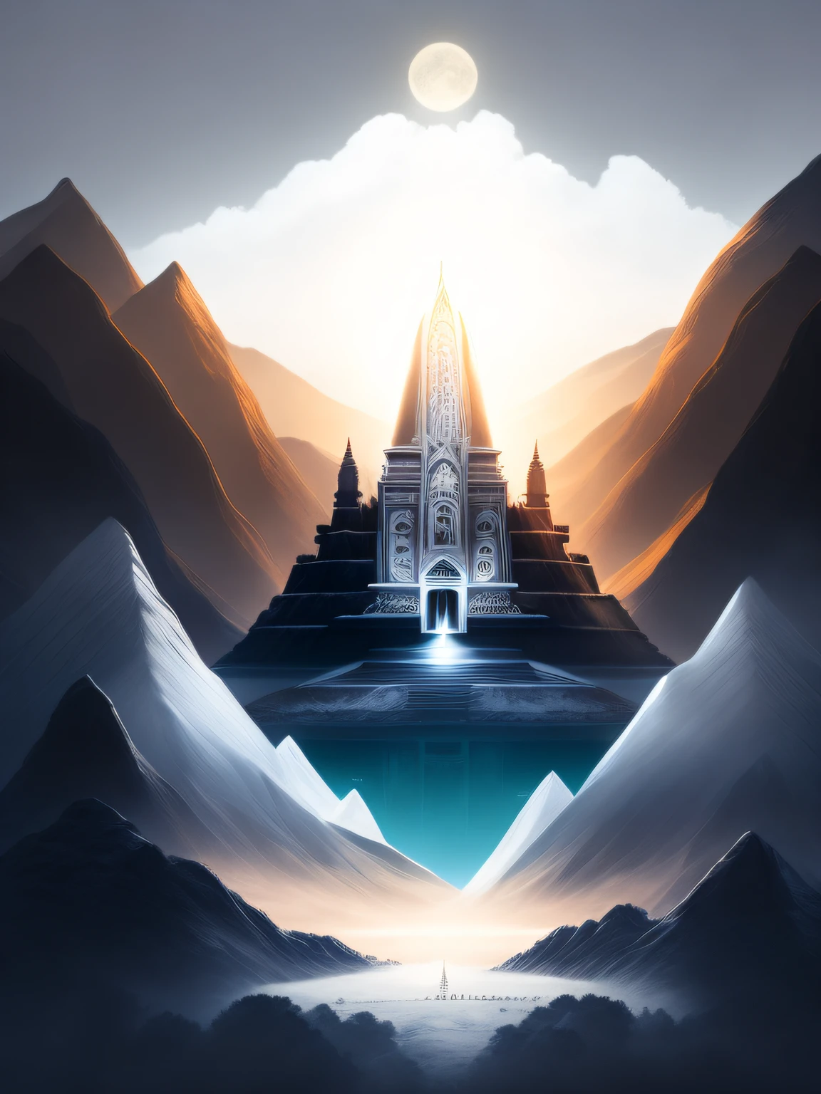 templo grego, iggdrasil, fundo branco, design de camiseta, rzminjourney, arte vetorial