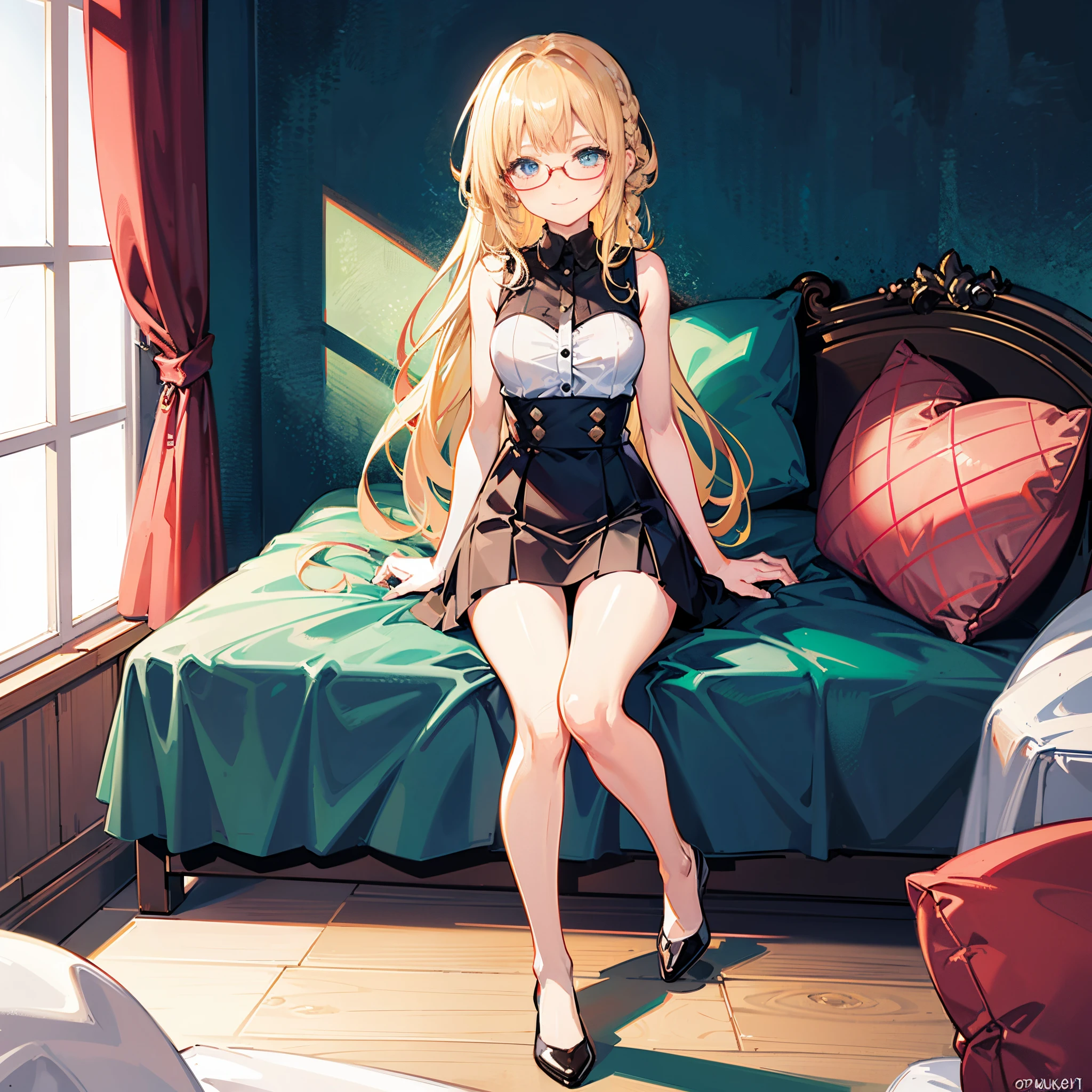 <lora:Miura-Yumiko-LORA-07:0.8>,miura yumiko,1girl,solo,masterpiece,best quality,green eyes,blonde hair,drill hair,yahari ore no seishun lovecome wa machigatteiru.,(official art:1.2),(black dress:1.2),(high heels:1.2),