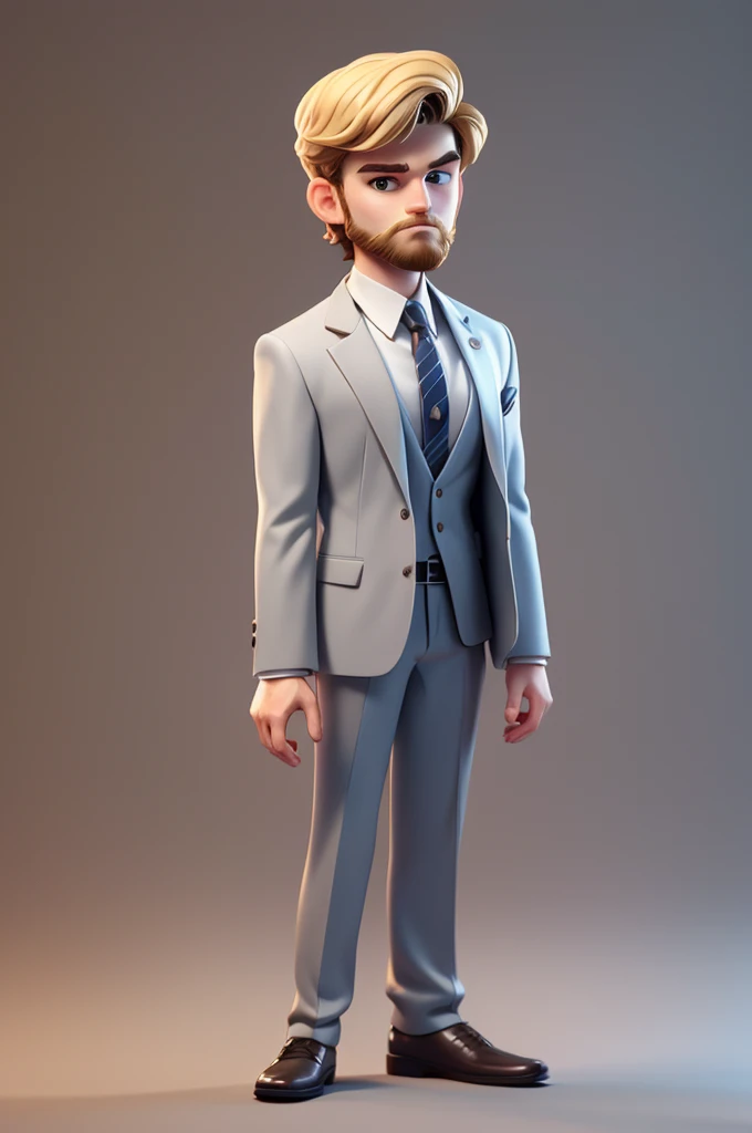 3dcharacter, 24 year old white man with a defined jaw and light stubbled beared with a medium old money haircut, business suit and a rolex, , (full body:1.2),simple background, masterpiece,best quality,(white background:1.1)(brown blonde hair)( light stubble beard:0.8)