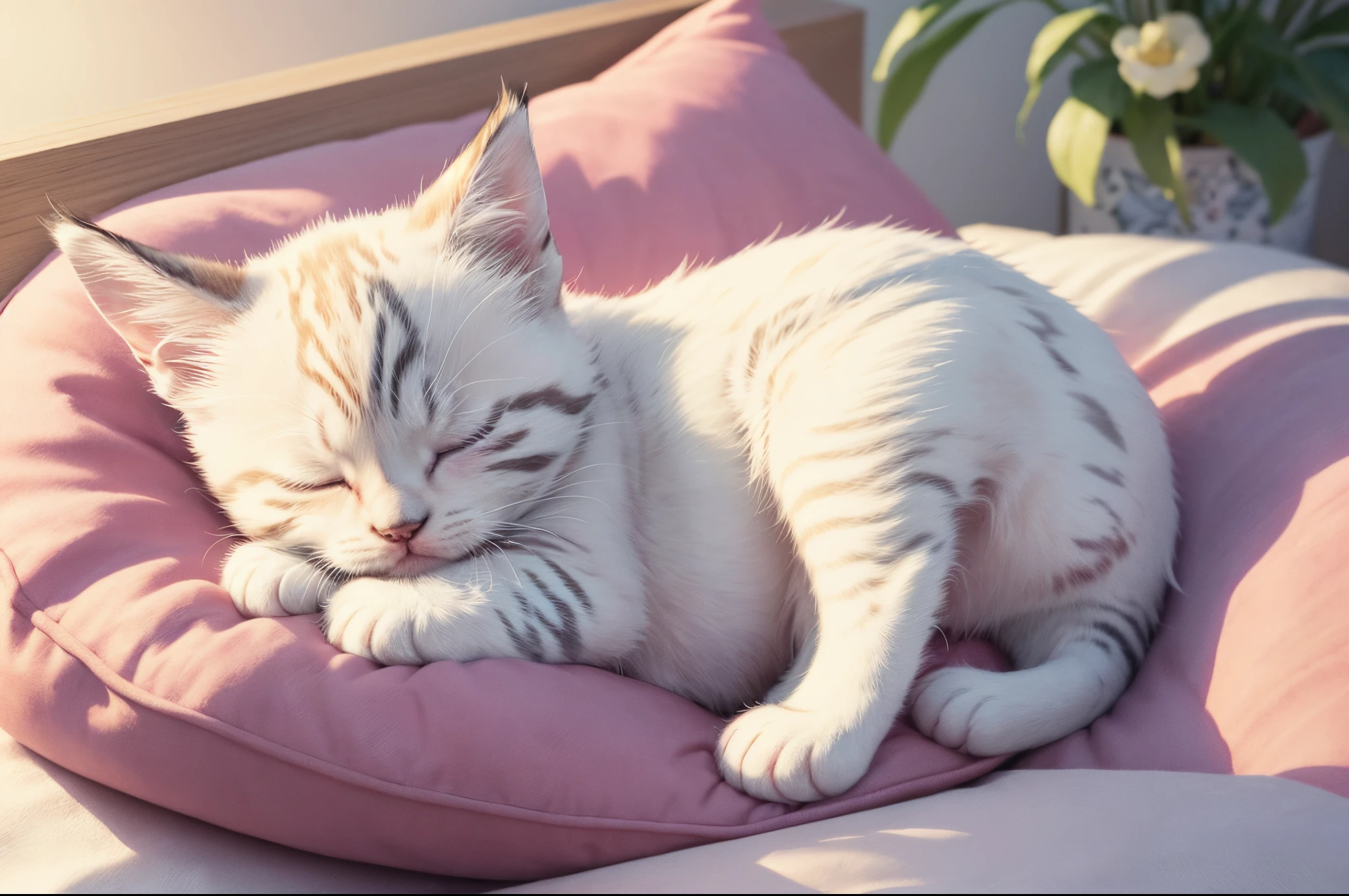 (hightquality、in 8K、Ultra HD)、(little kitten sleeping in your palm　1animal)、Pattern and color are random、Looks good、intricate and detailed watercolor painting、Digital Painting、Fantasia