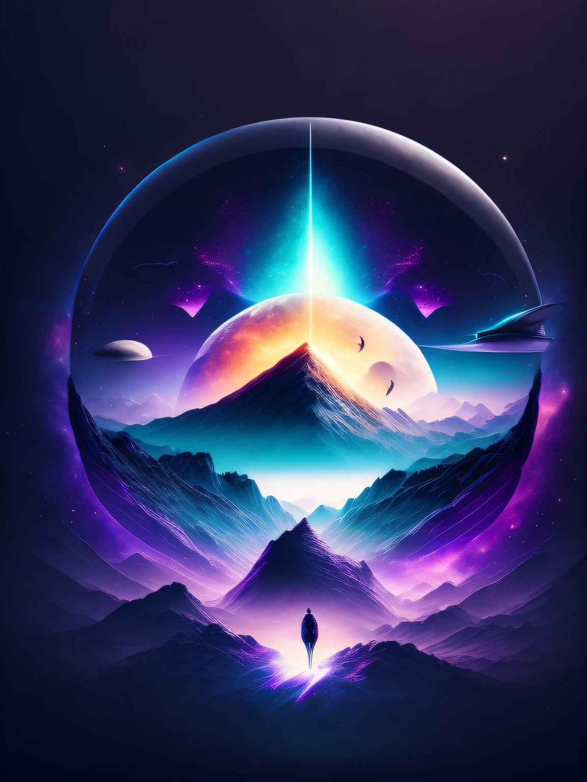 naves extraterrestres, galaxy, fundo branco, design de camiseta, rzminjourney, arte vetorial