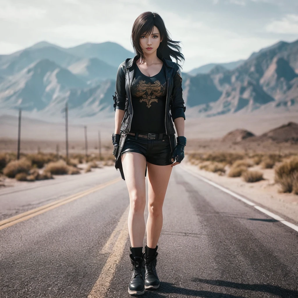 Tifa Lockhart, rosto delicado, rosto detalhado, corpo perfeito, corpo atletico, textura ultra realista