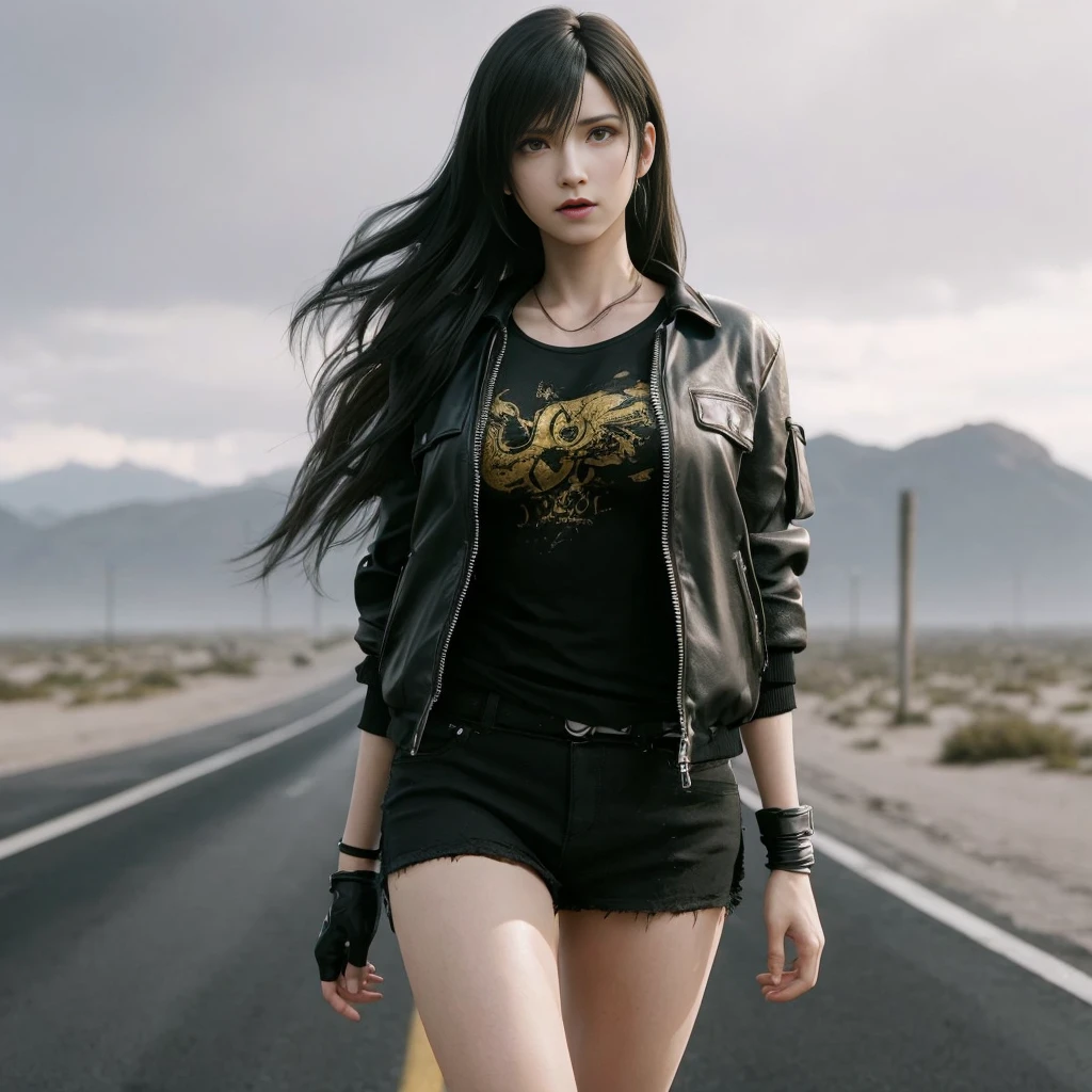 Tifa Lockhart, rosto delicado, rosto detalhado, angry expression, corpo perfeito, corpo atletico, textura ultra realista