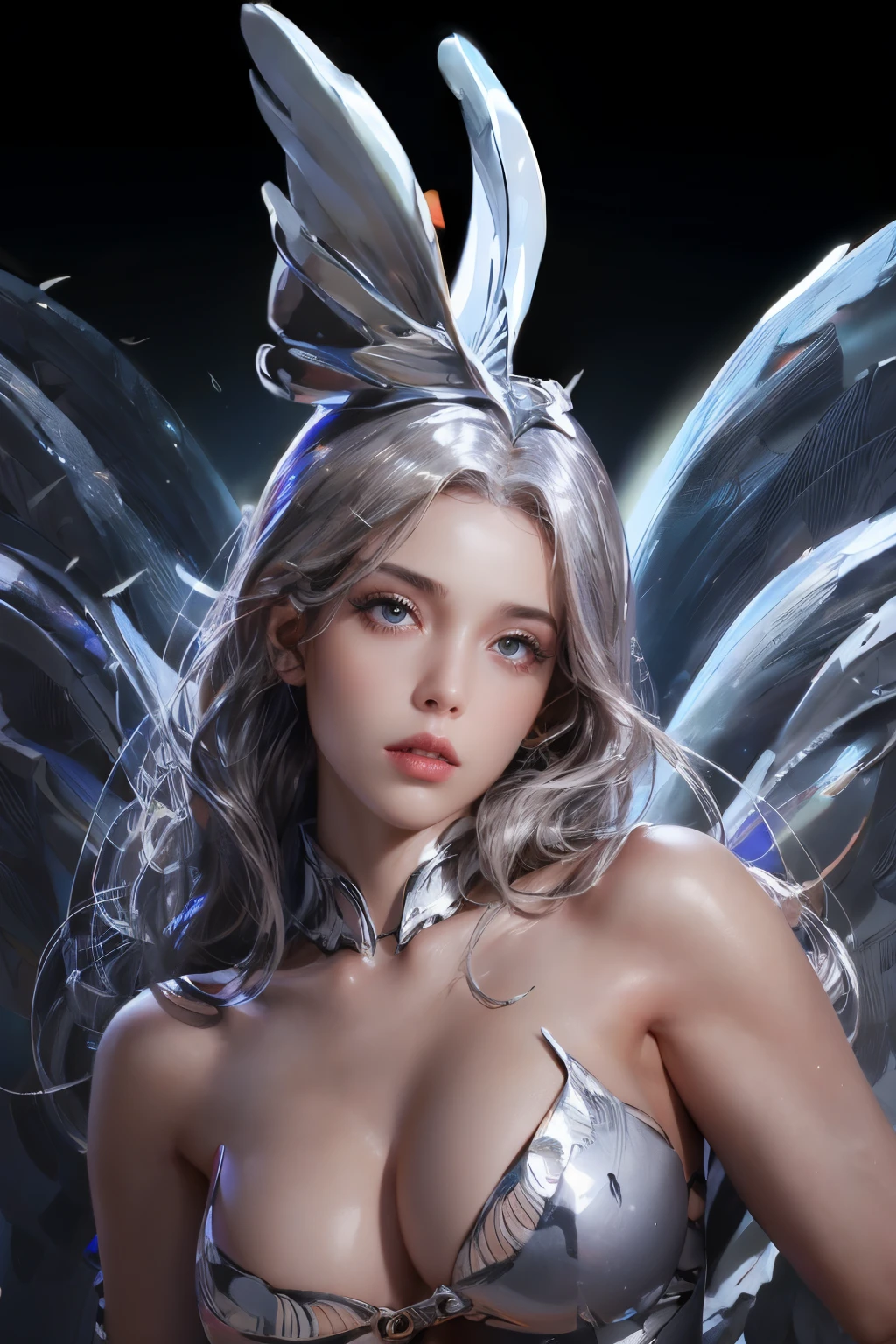 Molten, Lava, (sharp focus:1.2), (angel:1.3), upper body, ((posing)), (beautiful face:1.1), detailed eyes, luscious lips, ((skindentation)), (bright studio lighting:1.2), depth of field, bokeh, 4K, HD