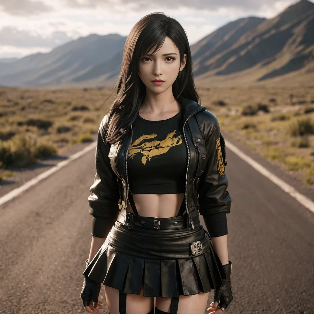 Tifa Lockhart, rosto delicado, rosto detalhado, angry expression, corpo perfeito, corpo atletico, textura ultra realista