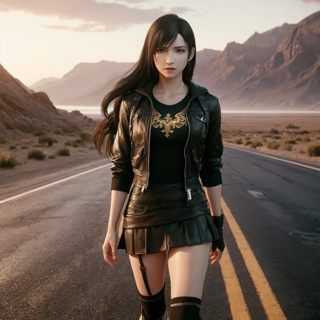 Tifa Lockhart, rosto delicado, rosto detalhado, angry expression, corpo perfeito, corpo atletico, textura ultra realista