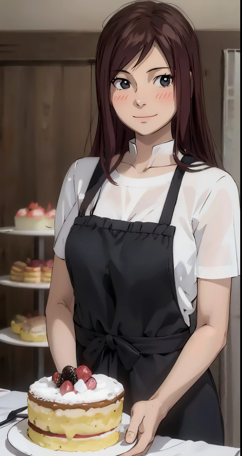 Beautiful blush on shy smile