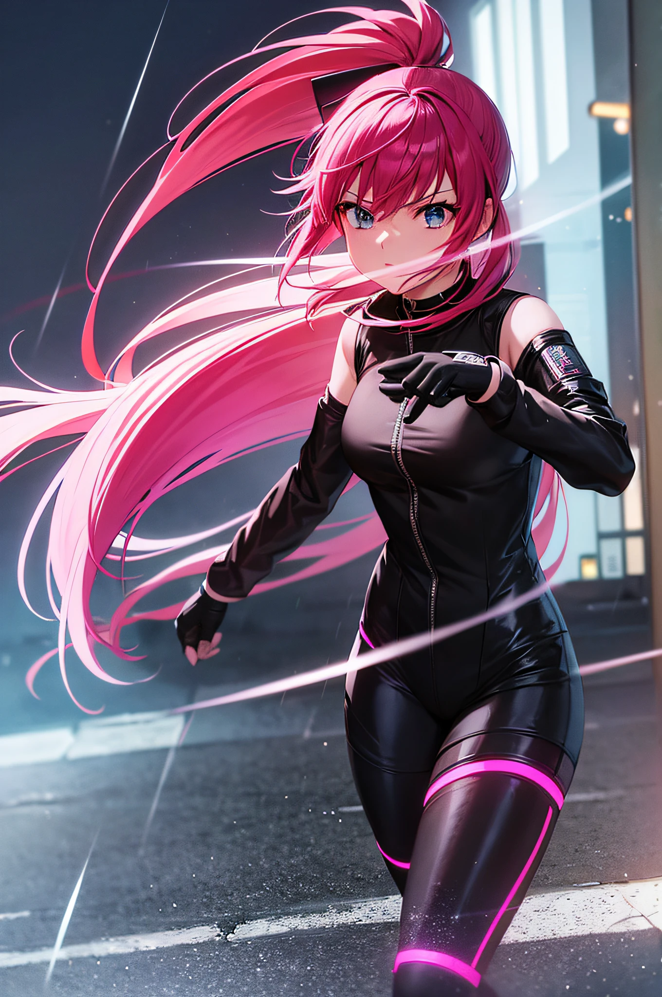 anime girl with pink hair and black bodysuit outfit in the rain, haruka saigusa, long hair, spy, stealth digital cyberpunk anime art, best anime 4k konachan wallpaper, anime cyberpunk art, anime style 4 k, cyberpunk anime girl mech, detailed digital anime art, digital cyberpunk - anime art, modern cyberpunk anime, anime mecha aesthetic, holding a knife, anime style 4 k, best anime 4k konachan wallpaper, badass anime 8 k, anime wallaper, 4k anime wallpaper, ninja, cybersuit, portrait ninja gaiden girl, ninja bodysuit