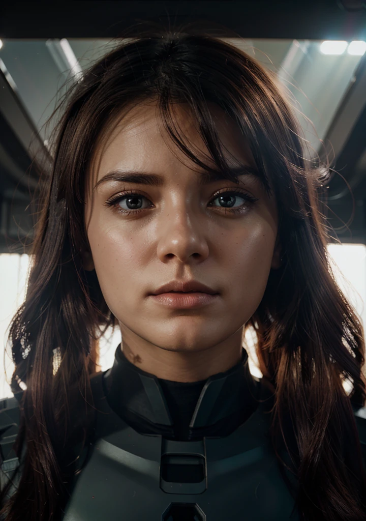 halo, gradient hair, glaring, cinematic lighting, anaglyph, god rays, from below, UHD, anatomically correct