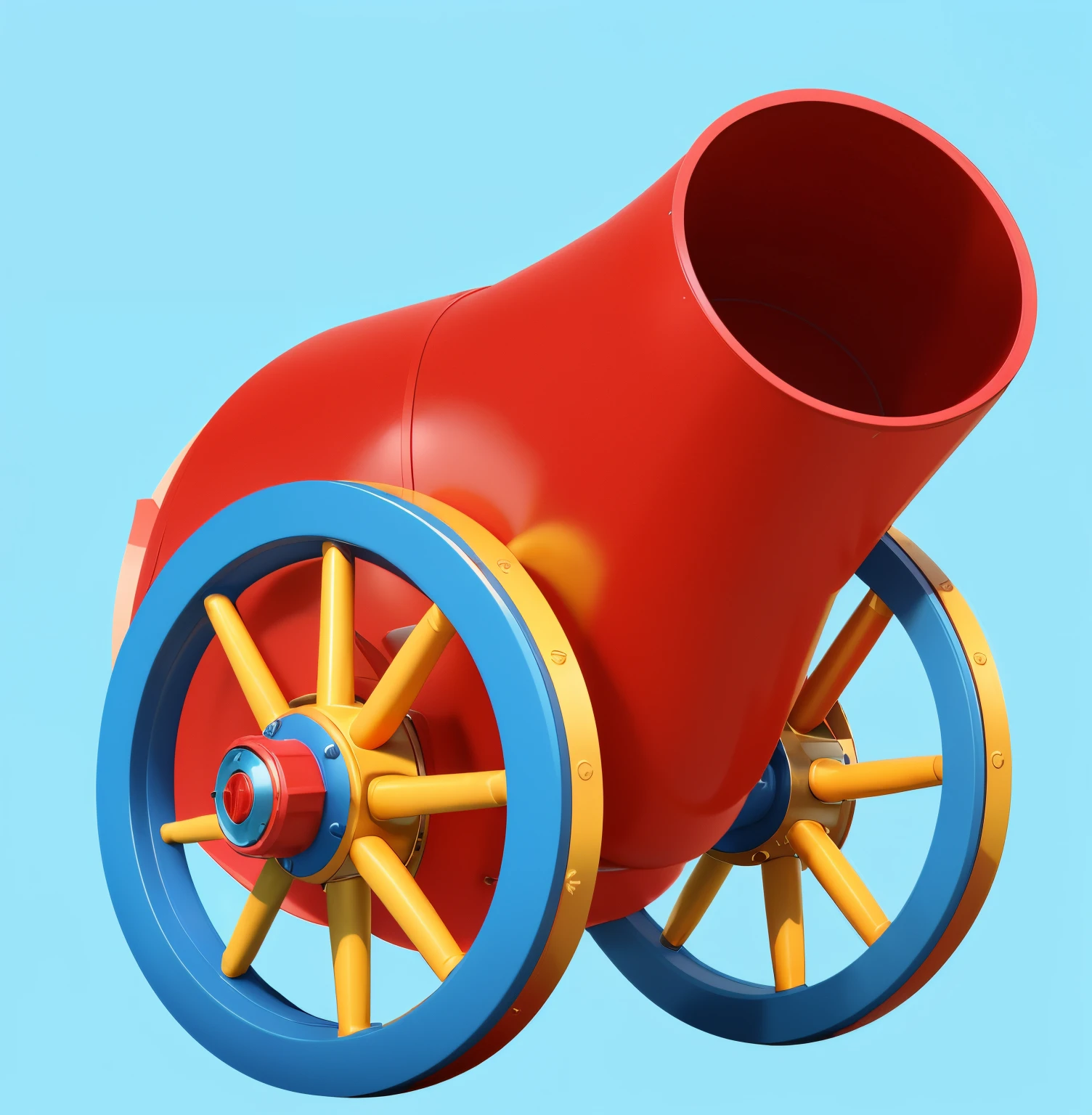 there is a red circus cannon with blue wheels on a blue background, 3 d , cannon photo, cannon, 3d game object, depicted as a 3 d render, a cannon mounted on his back, cannon mounted on back, toon boom render, 3d cannons, highly detailed toy