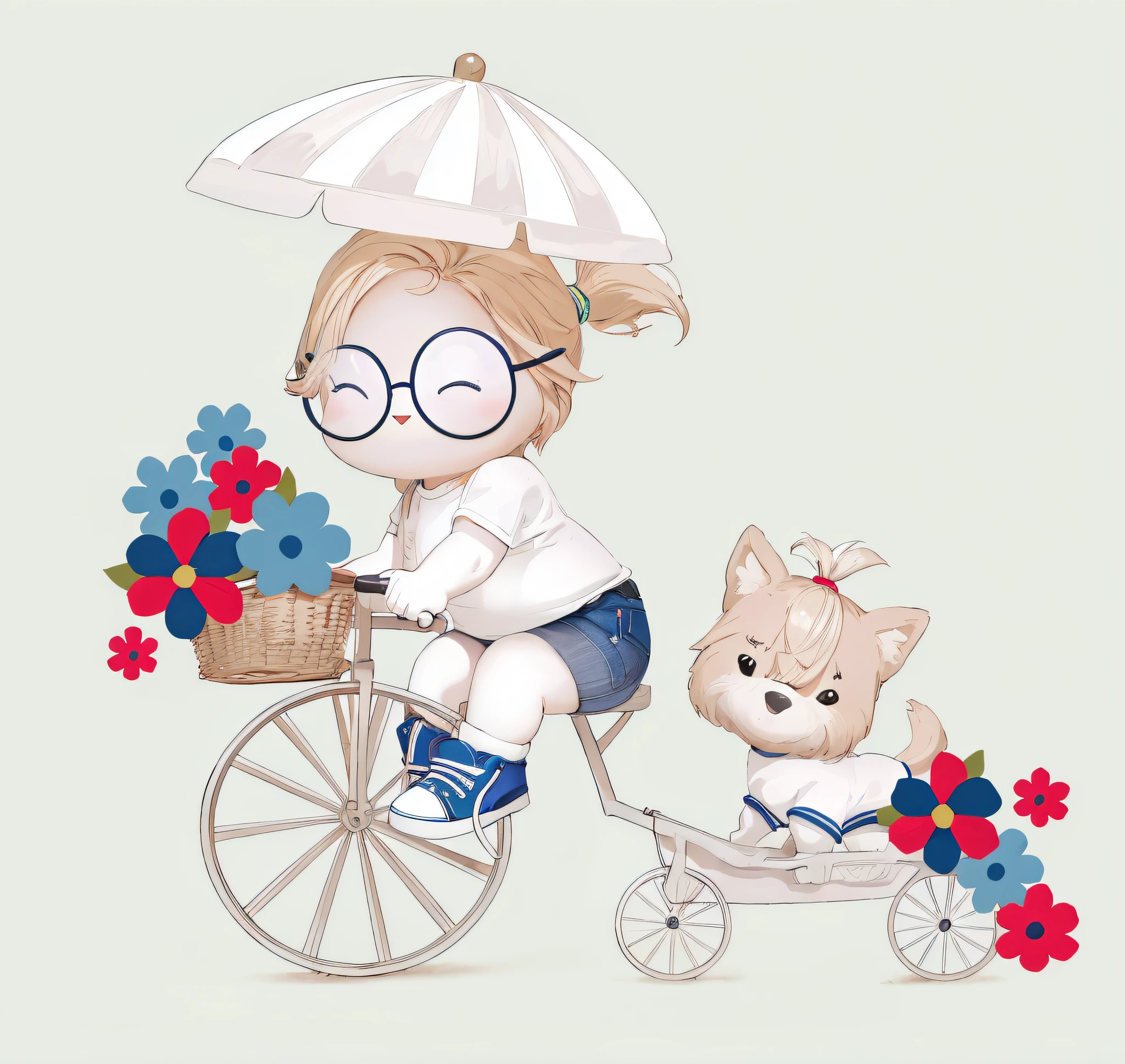 melhorar detalhes e formas, andando de bike e cachorrinho, shorts and sneakers with denim texture
