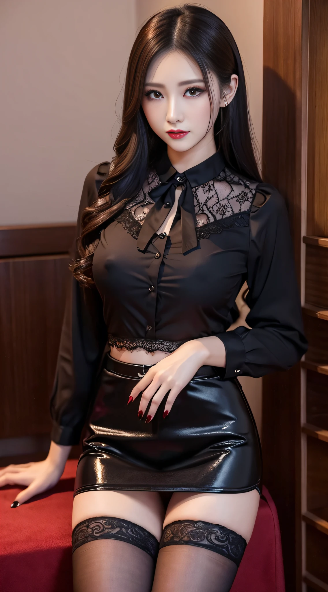 Charming beauties、校服、Evil Female Executive、blouse、tight skirts、Evil Fall、dark、brainwash、panthyhose、lacy fabric、Glossy legs、lipsticks、manicure、Evil look、Suspicious look、darkened room、Night、wicked、Dick、Hold your dick、jingle、Male genitalia、Futanari