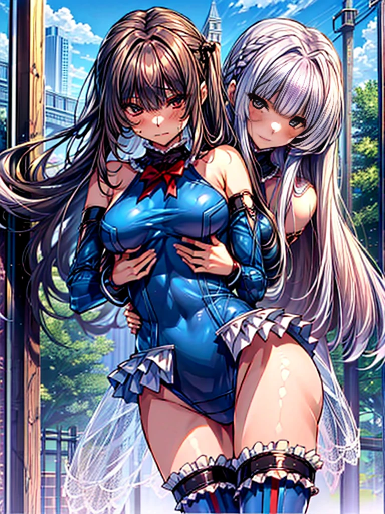 1girl in, ( (digital) ( ), medium breasts, (fril swimsuit, thighs thighs thighs thighs, Detached sleeves)) , Best Quality, marierose,、Hypnorola
Eyes in the sky、1girl in,Emotionless facial expressions,,(There are multiple girls in the background:1.6)