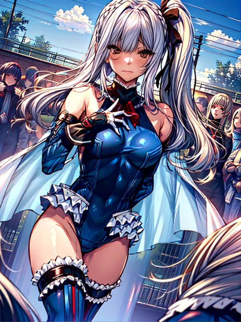 1girl in, ( (digital) ( ), medium breasts, (fril swimsuit, thighs thighs thighs thighs, Detached sleeves)) , Best Quality, marierose,、Hypnorola
Eyes in the sky、1girl in,Emotionless facial expressions,,(Inside the base)