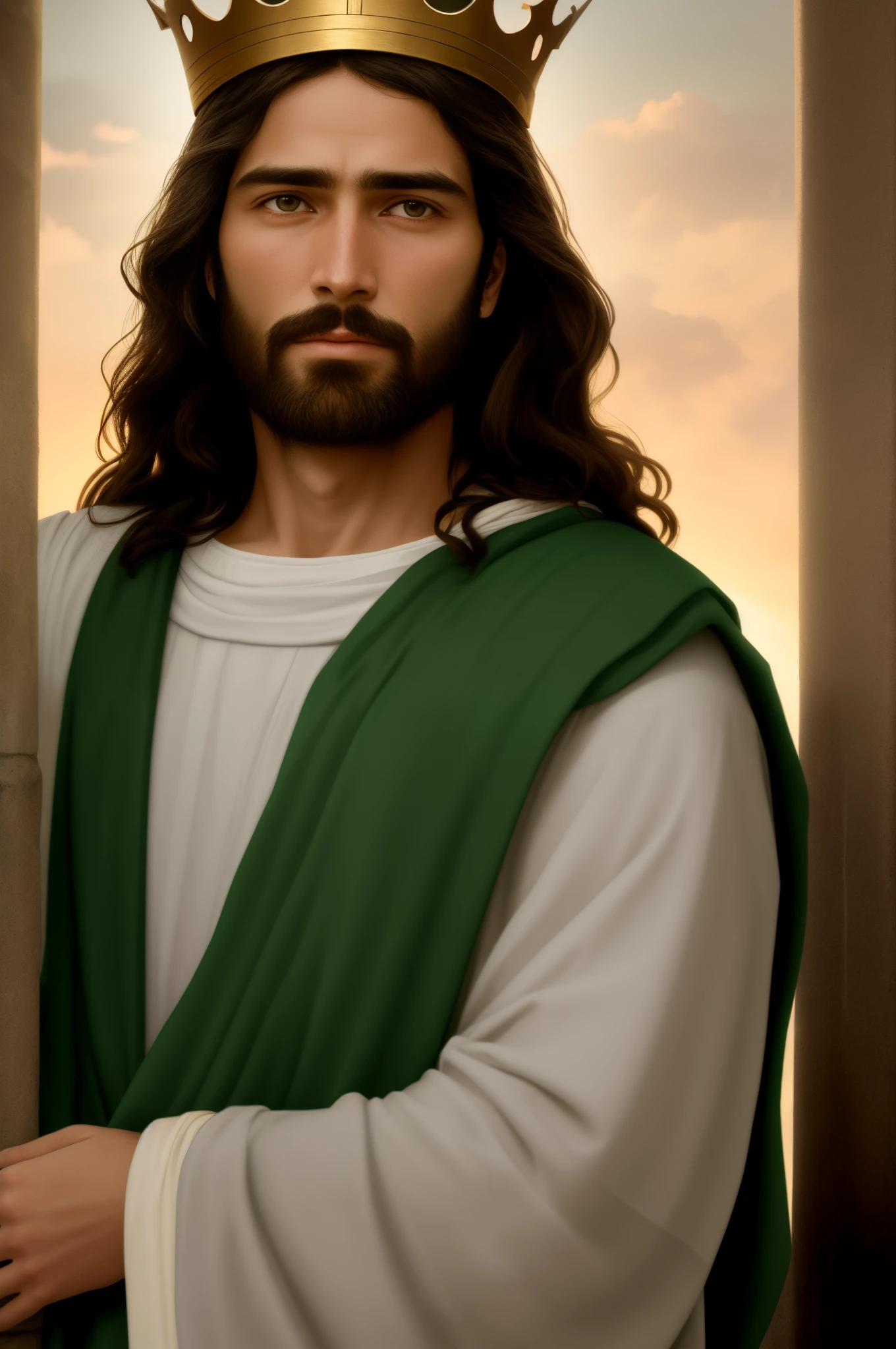 Paulo apostolo de Cristo, Biblical times, sentado, A sage, velho, calvo, imagem frontal, realista, Old Biblical Times Tunics