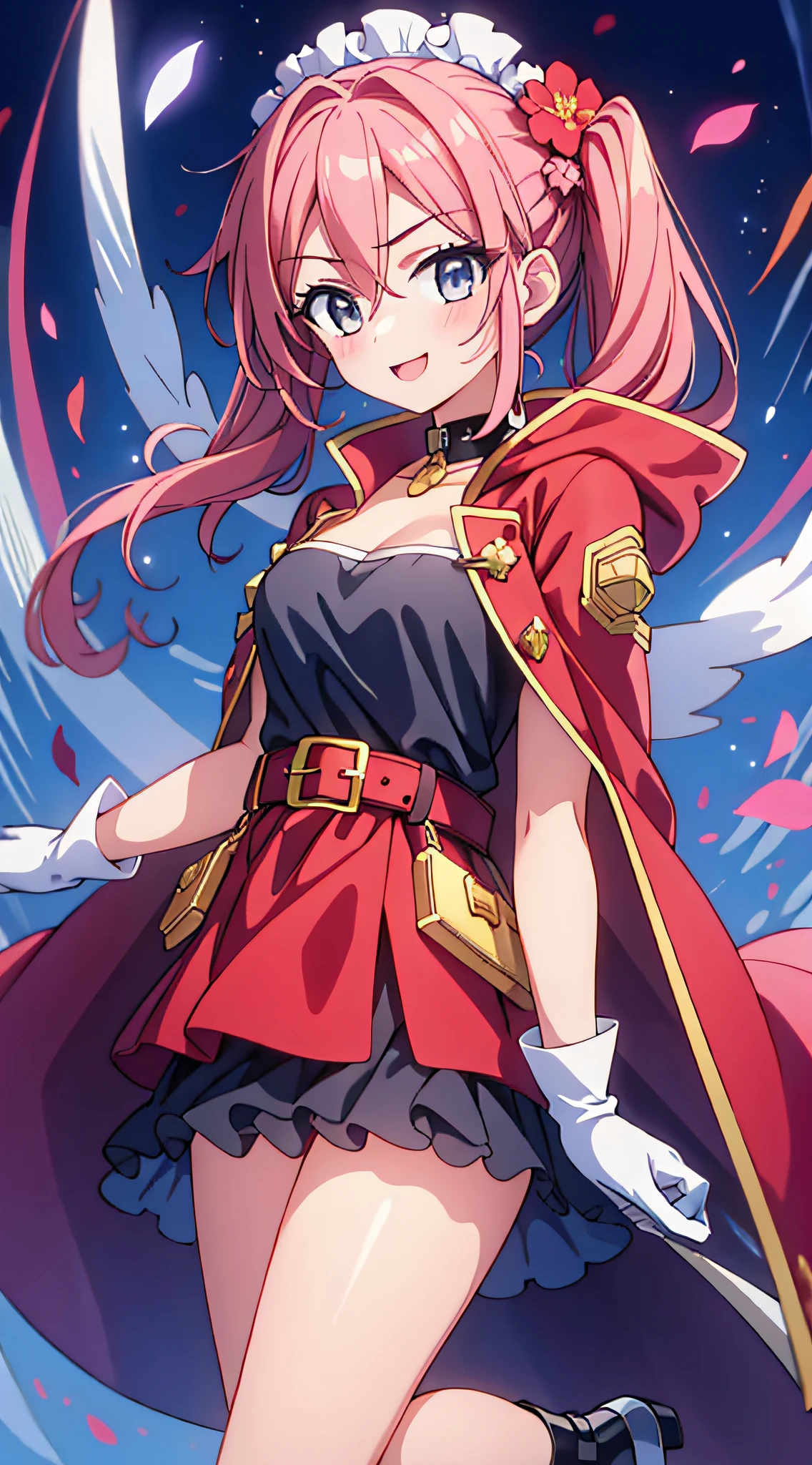 (Absurd realistic structure details),(High resolution complex and detailed text quality),(High resolution meticulous microstructure Hipoly3D rendering modification),geometric perspective,Careful description anatomy, Extremely detailed, (((watercolor paiting))),
BREAK,
(17 years old girl), 1 beautiful girl, Solo,(Cute:1.5),(Chibi:0.8), (kawaii:1.5),(Lori:0.5), BREAK, (girl, Cute, Cheerful, Loli face, medium breasts:1.2),(Pink hair,disheveled short twin tails,tareme,Gold eyes:1.2),gleaming skin,Clear skin, cleavage of the breast,Beautiful , gleaming skin,Clear skin, Beautiful skin,( A smile:1.5),(best quality face),(Top quality glowing eyes), BREAK,
(edward elric theme:1.25),
(Black shirt:1.3),
BREAK
(red cloak, coat, Red coat:1.5),
BREAK
(belt buckle, Black belt,buckles:1.2),
BREAK
(gloves, White Gloves:1.4),
BREAK
(Belt bag,Cape:1.3),
BREAK
(Black leather shoes:1.1),
BREAK
(Red flower ornament:1.2),
BREAK,inside in room,Gothic decoration, BREAK, (tokyo prefecture, city :1.2),Tokyo Tower,Ruins,Broken World,Bokeh,A devastated town,car on fire,Apocalypse,Cloudy sky,Broken Buildings,(Military helicopter flying in the sky), White Gloves,(symbolic:1.2),Waterfall,depth of fields,
BREAK,wakame,wakame,wakame,(Dynamic Angle:1.4),
BREAK,(Blurry background:1.3),(absurderes, hight resolution, Super Detail Art),cel shading,Clear Color, Lonely optical effect, Beautiful pictures, Bright glow, mystic atmosphere,(Close-up of girl:1.1), Mystical light particle effect,manga influence, clean line drawings,