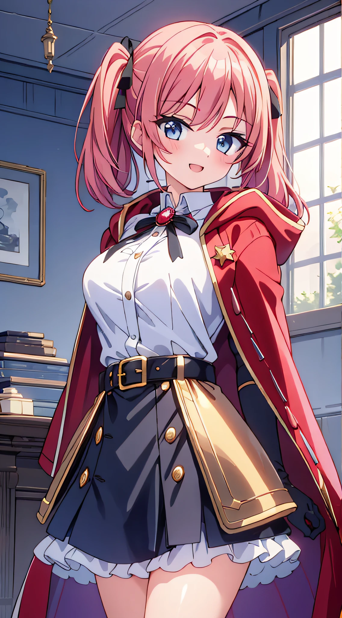 (Absurd realistic structure details),(High resolution complex and detailed text quality),(High resolution meticulous microstructure Hipoly3D rendering modification),geometric perspective,Careful description anatomy, Extremely detailed, (((watercolor paiting))),
BREAK,
( girl), 1 beautiful girl, Solo,(Cute:1.5),(Chibi:0.8), (kawaii:1.5),(Lori:0.5), BREAK, (girl, Cute, Cheerful, Loli face, medium breasts:1.2),(Pink hair,disheveled short twin tails,tareme,Gold eyes:1.2),gleaming skin,Clear skin, cleavage of the breast,Beautiful , gleaming skin,Clear skin, Beautiful skin,( A smile:1.5),(best quality face),(Top quality glowing eyes), BREAK,
(edward elric theme:1.25),
(Black shirt:1.3),
BREAK
(red cloak, coat, Red coat:1.5),
BREAK
(belt buckle, Black belt,buckles:1.2),
BREAK
(gloves, White Gloves:1.4),
BREAK
(Belt bag,Cape:1.3),
BREAK
(Black leather shoes:1.1),
BREAK
(Red flower ornament:1.2),
BREAK,inside in room,Gothic decoration, BREAK, (tokyo prefecture, city :1.2),Tokyo Tower,Ruins,Broken World,Bokeh,A devastated town,car on fire,Apocalypse,Cloudy sky,Broken Buildings,(Military helicopter flying in the sky), White Gloves,(symbolic:1.2),Waterfall,depth of fields,
BREAK,wakame,wakame,wakame,(Dynamic Angle:1.4),
BREAK,(Blurry background:1.3),(absurderes, hight resolution, Super Detail Art),cel shading,Clear Color, Lonely optical effect, Beautiful pictures, Bright glow, mystic atmosphere,(Close-up of girl:1.1), Mystical light particle effect,manga influence, clean line drawings,