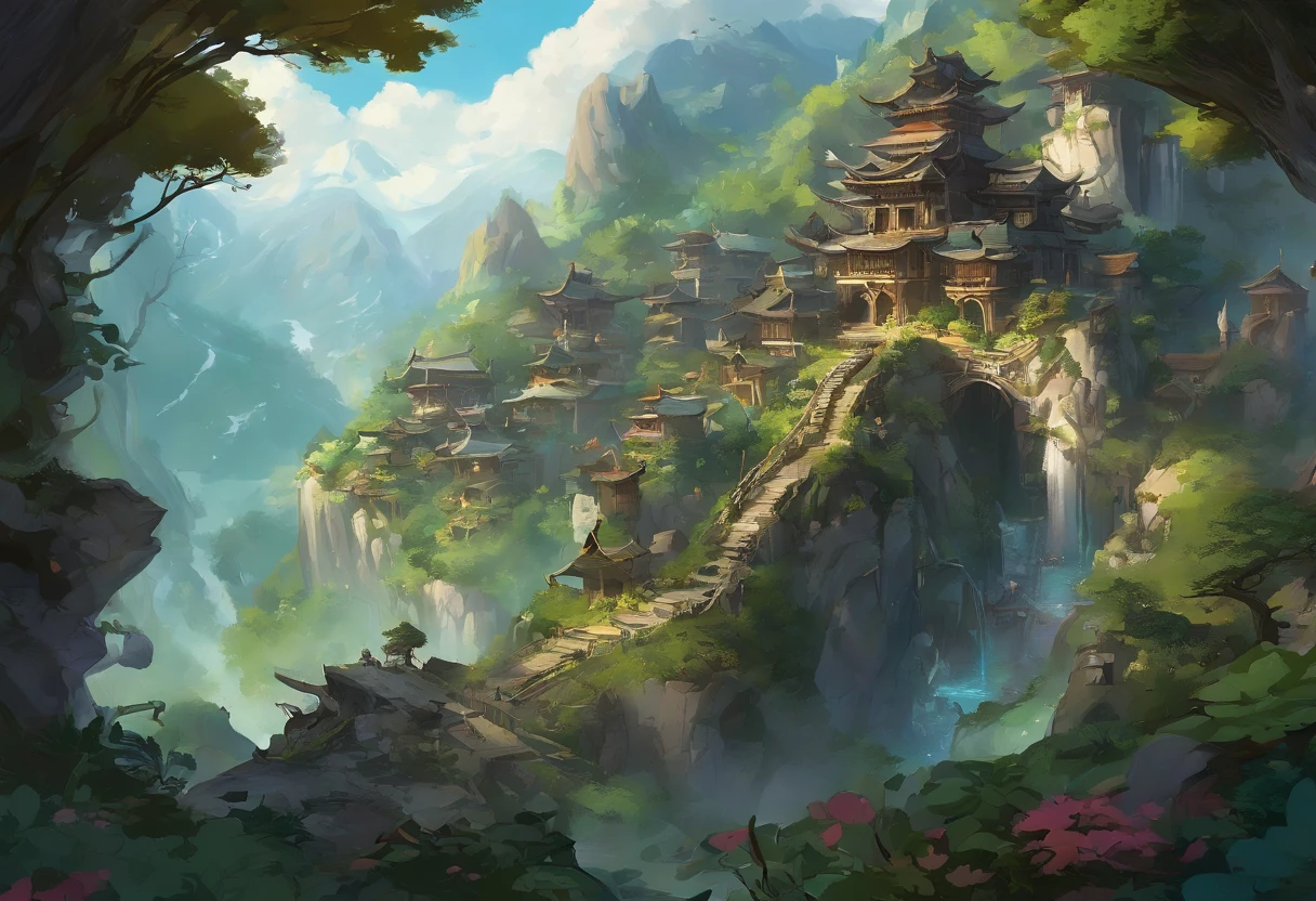 Nestle gracefully in a towering, rugged embrace., Lush Mountains々, This ethereal elf village、A testament to the harmonious union of elven craftsmanship and the natural world.. sitting on a steep slope, Terrain covered with emeralds, The house and the path、A stunning blend of elven artistry and the sturdiness of stone and marble. Elaborate, A finely polished marble spiral staircase connects the residences, A narrow bridge of intricately carved stone spans sparkling streams and cascading waterfalls., Link this sylvan settlement layer.
Villagers' homes are carved from the very mountain itself, A wall made of solid stone、Decorated with delicate marble reliefs depicting scenes of natural beauty. Towering columns of sparkling marble、Supports an intricately carved wooden balcony, residents gather、A place to commune with breathtaking views of towering mountain peaks and peaceful valleys. Vine and ivy twigs, carefully cultivated, Follow the path up the stone wall, Adding natural elegance to stately buildings.
Beyond the embrace of the mountains, A dense forest of ancient oaks and silvered aspen、stretching its leafy fingers towards the village. Here, Elf inhabitants find solace and nourishment, collect herbs, feed, Eta、Finest wood for elegant craftsmanship. The air is a tapestry of forest scents, Infused with the fragrant embrace of blooming wildflowers and the chirping of countless birds.
In this elf heaven, stone and marble、It is a testament to its artistry.、It is also a symbol of lasting strength., the villagers、They exemplify the spirit of the forest they call home—resilient and resourceful., formidable mountain々with the、Deeply tied to both an enchanted forest that embraces a timeless community.