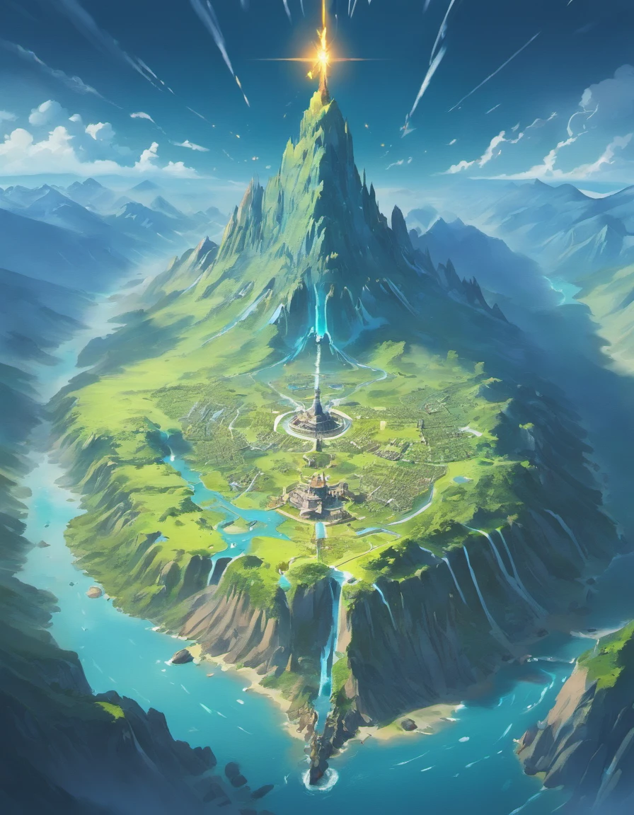 ((((((Map of Fantasy Continent)))))), There is a lava zone in the middle of the map, Mountains and hills, To the north is where the dwarves of the land of ice and snow live, To the south is the land of elves with the World Tree., On the west side, there is a plain area, To the east is the land of humans