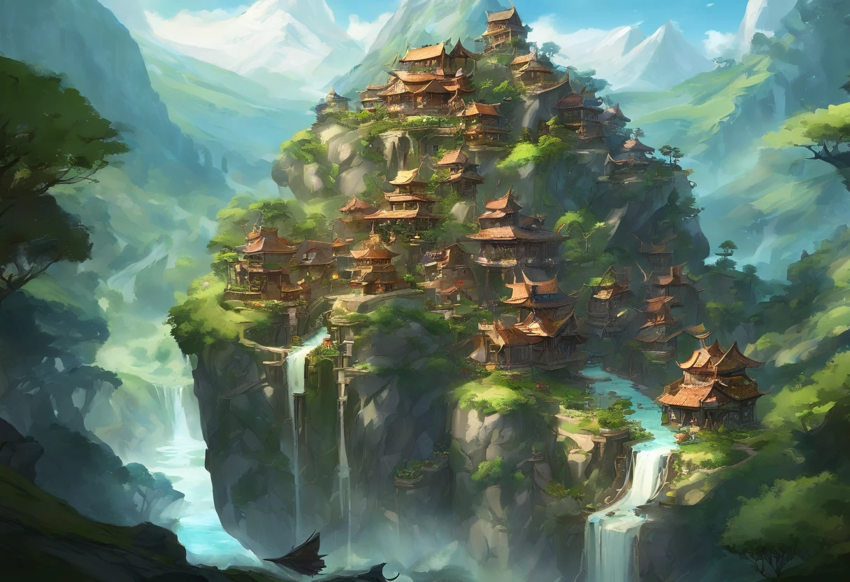 Nestle gracefully in a towering, rugged embrace., Lush Mountains々, This ethereal elf village、A testament to the harmonious union of elven craftsmanship and the natural world.. sitting on a steep slope, Terrain covered with emeralds, The house and the path、A stunning blend of elven artistry and the sturdiness of stone and marble. Elaborate, A finely polished marble spiral staircase connects the residences, A narrow bridge of intricately carved stone spans sparkling streams and cascading waterfalls., Link this sylvan settlement layer.
Villagers' homes are carved from the very mountain itself, A wall made of solid stone、Decorated with delicate marble reliefs depicting scenes of natural beauty. Towering columns of sparkling marble、Supports an intricately carved wooden balcony, residents gather、A place to commune with breathtaking views of towering mountain peaks and peaceful valleys. Vine and ivy twigs, carefully cultivated, Follow the path up the stone wall, Adding natural elegance to stately buildings.
Beyond the embrace of the mountains, A dense forest of ancient oaks and silvered aspen、stretching its leafy fingers towards the village. Here, Elf inhabitants find solace and nourishment, collect herbs, feed, Eta、Finest wood for elegant craftsmanship. The air is a tapestry of forest scents, Infused with the fragrant embrace of blooming wildflowers and the chirping of countless birds.
In this elf heaven, stone and marble、It is a testament to its artistry.、It is also a symbol of lasting strength., the villagers、They exemplify the spirit of the forest they call home—resilient and resourceful., formidable mountain々with the、Deeply tied to both an enchanted forest that embraces a timeless community.