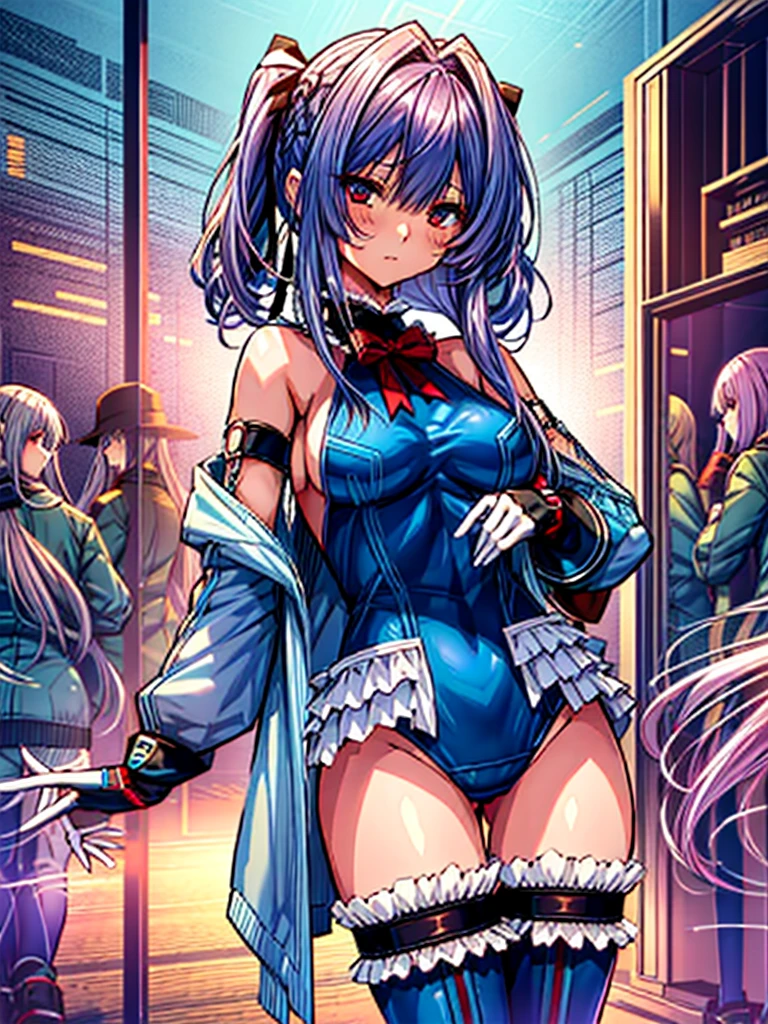 1girl in, ( (digital) ( ), medium breasts, (fril swimsuit, thighs thighs thighs thighs, Detached sleeves)) , Best Quality, marierose,、Hypnorola
Eyes in the sky、1girl in,Emotionless facial expressions,,(There are multiple girls in the background:1.6)