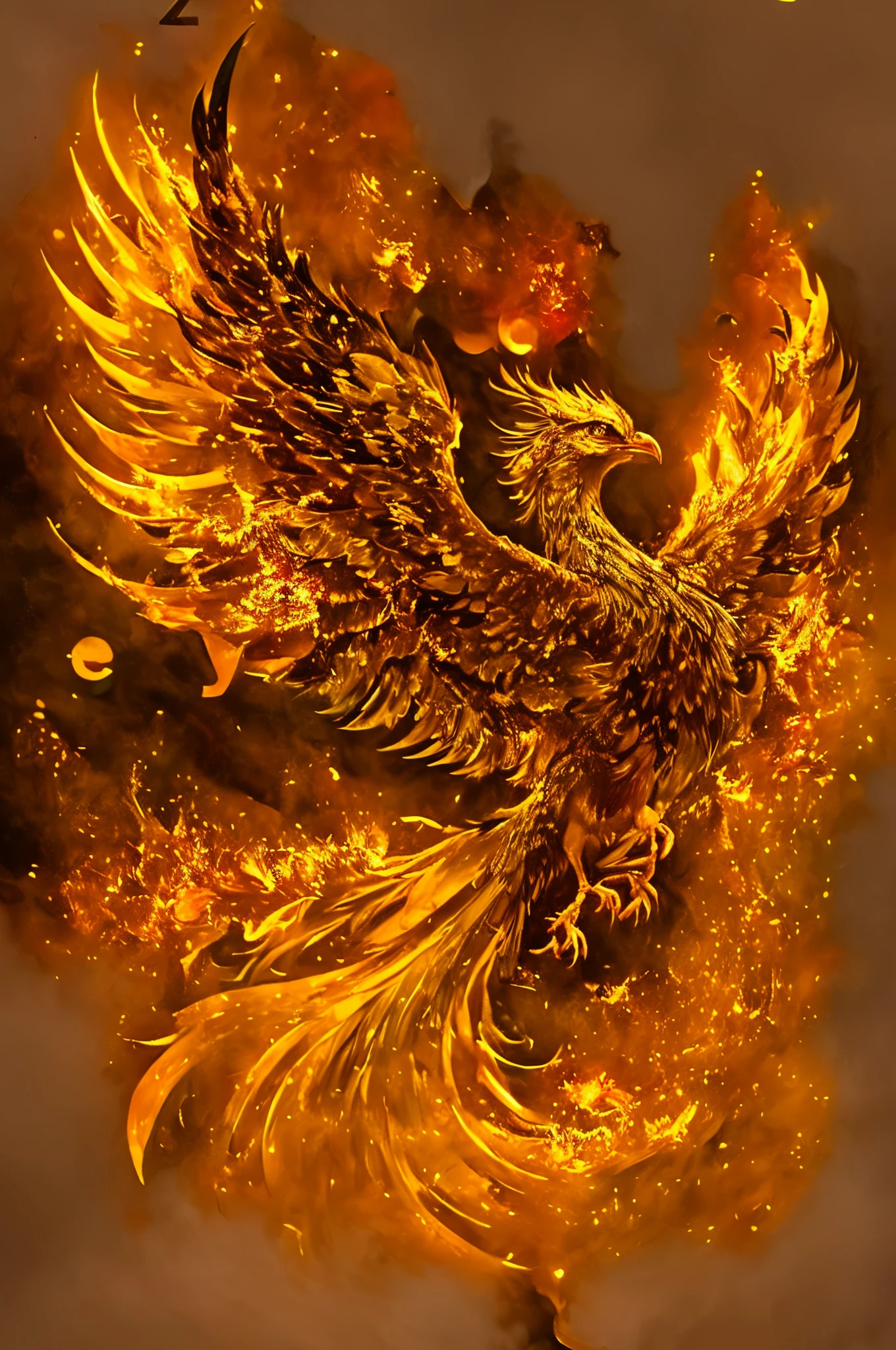 a bird with a golden tail flying through the air, phoenix rising from the ashes, phoenix in fire, artwork of a phoenix, phoenix rising, ''wallpaper of a phoenix, ''wallpaper of a phoenix resting, with fiery golden wings of flame, phoenix dragon, with fiery golden wings, fiery bird, phoenix warrior, the phoenix, golden embers flying, marco the phoenix