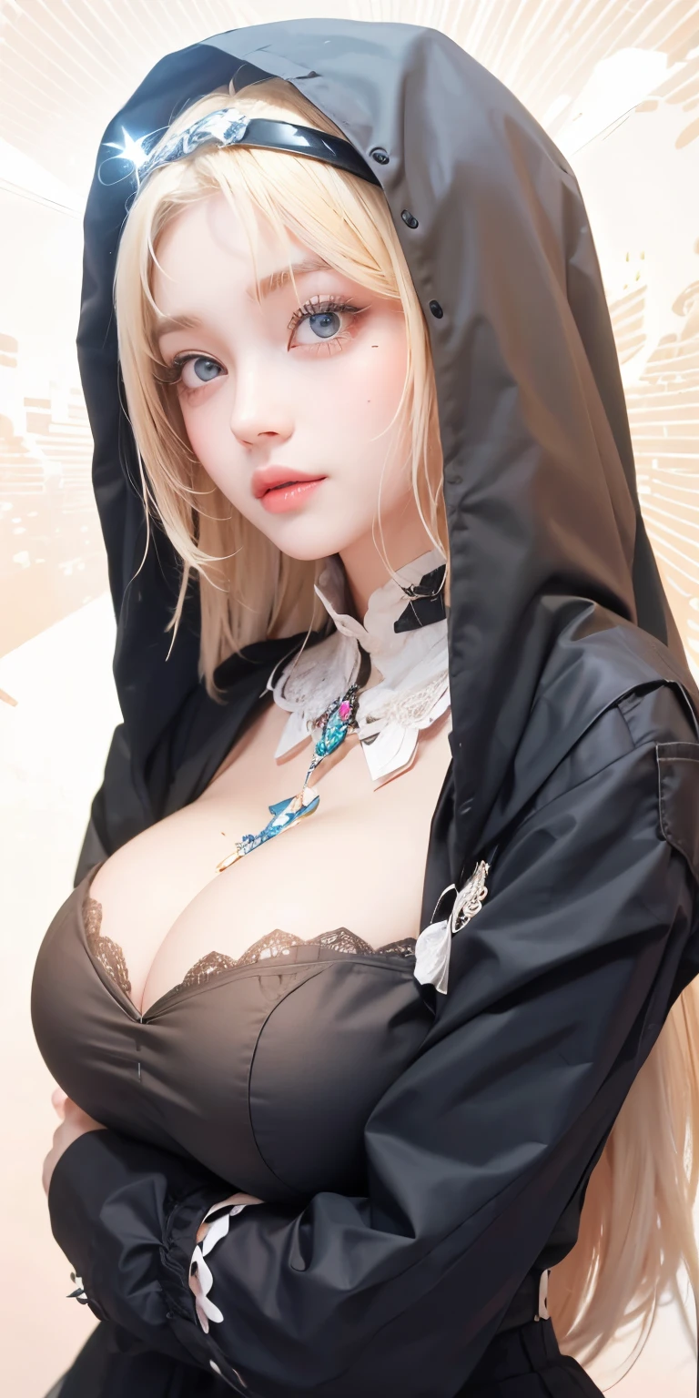 1girl,huge breast, blonde hair, high quality, ultra detailed, masterpiece, realistic