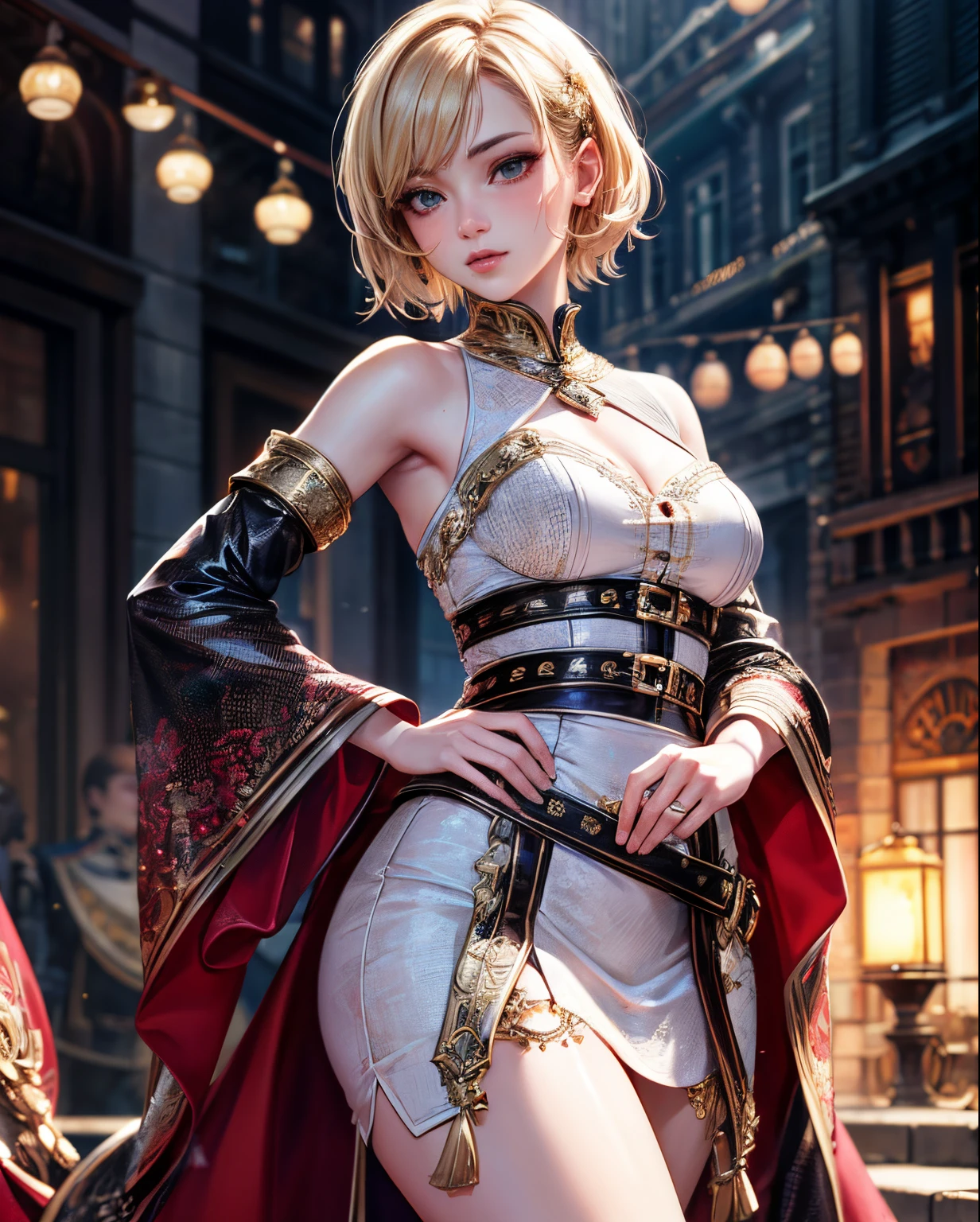 Polychrome,, night, dark, blonde, Show Viewer, In-person audience, Limited Edition Palette, Dragon Background, Shine,(Highly detailed CG Unity 8k wallpaper),(masterpiece), (Highest quality), (Vaporwave Style), (Super detailed), (Best illustrations),(Best Shadow),Perfect lighting , Perfect Anatomy , Vibrant colors、