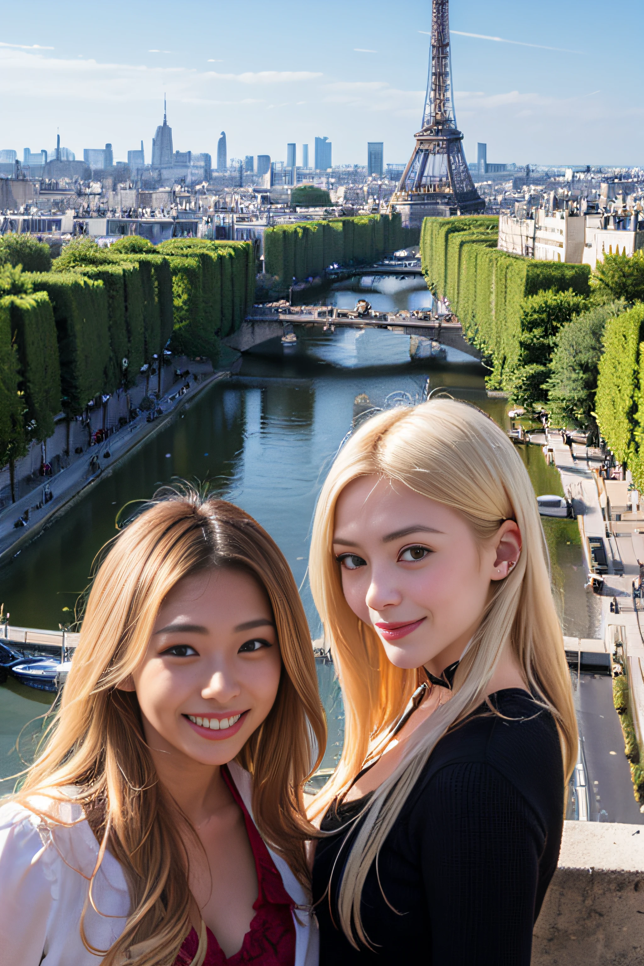 20 year old blonde Japanese girl, Blonde Japanese Girl, 20 year old Japanese. in Paris background