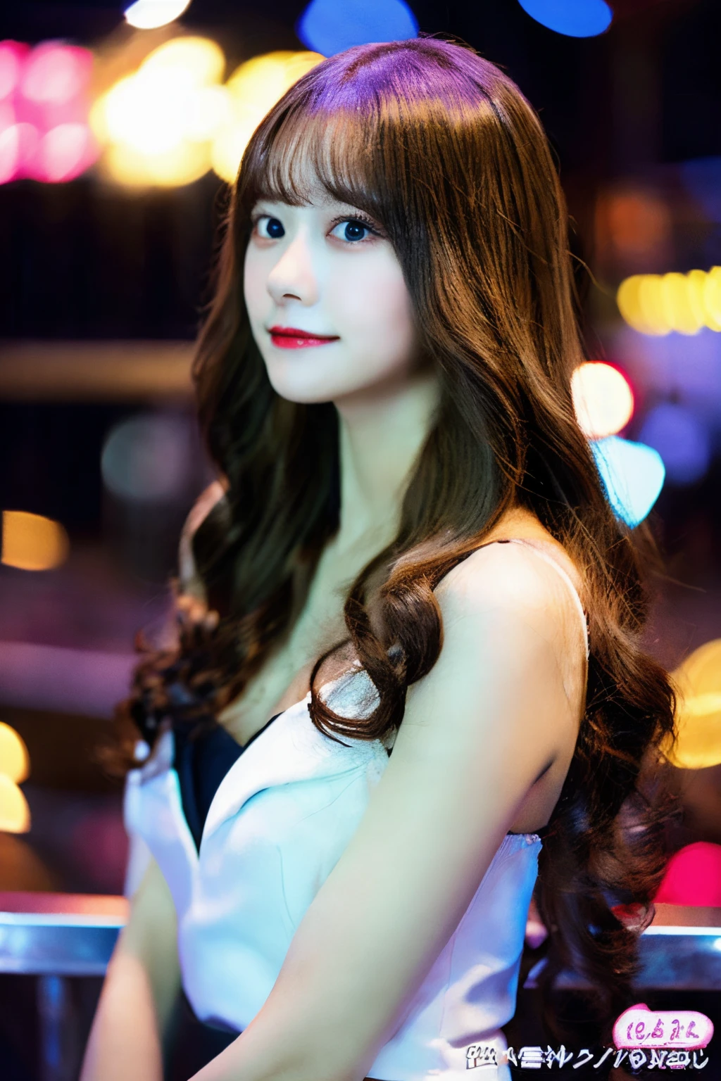 cabaret club one girl High quality white skin long curly brown hair dress