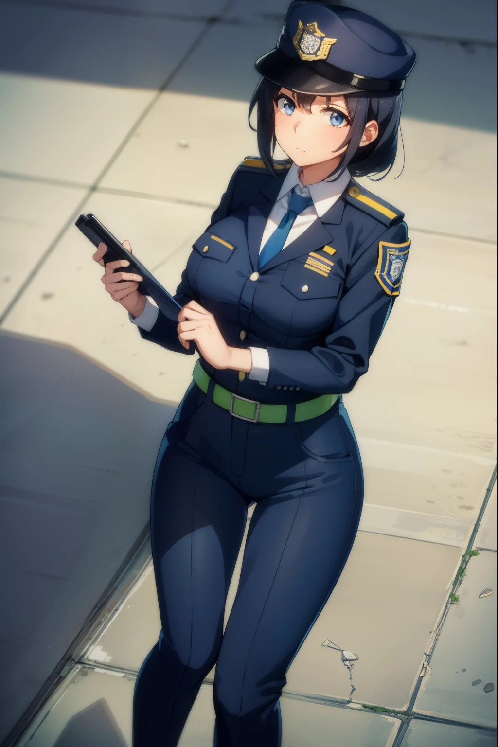 Cute girl, policewoman, wearing police uniform