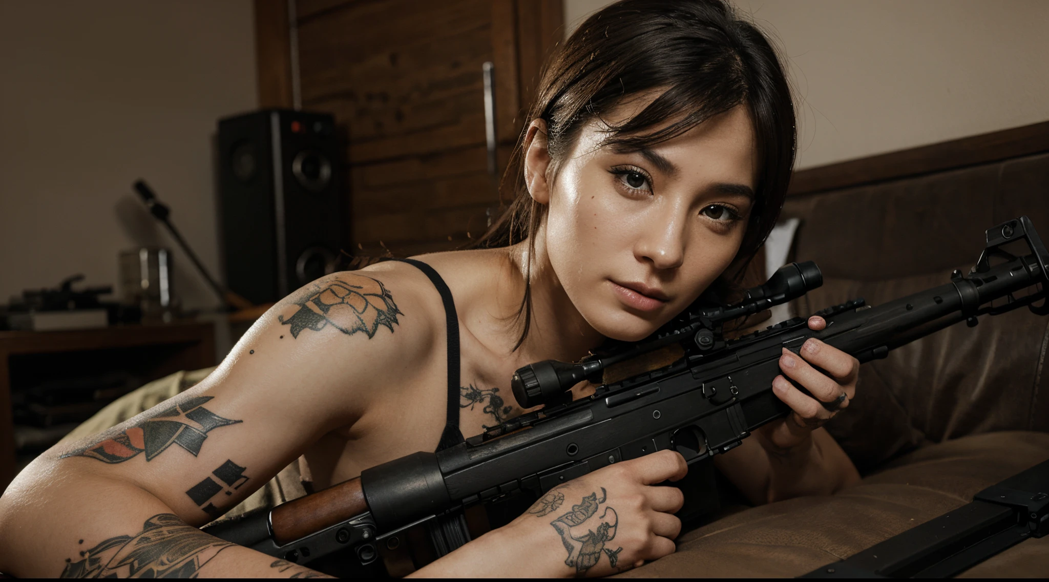 Realistic skin textures、automatic rifle、The tattoo