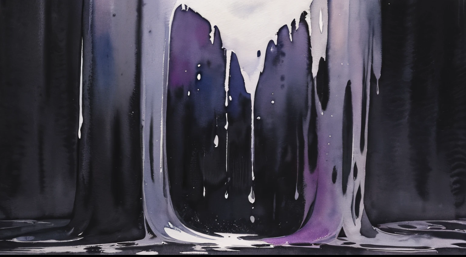 ((masutepiece)), (Professional Photography:1.2), (High Definition:1.3), Best Quality, (watercolor painting:1.3), wide shot, (gloomy atmosphere), copious mucus dripping, (simple black background:1.10), pale purple fine ink, (closeup wet ground)