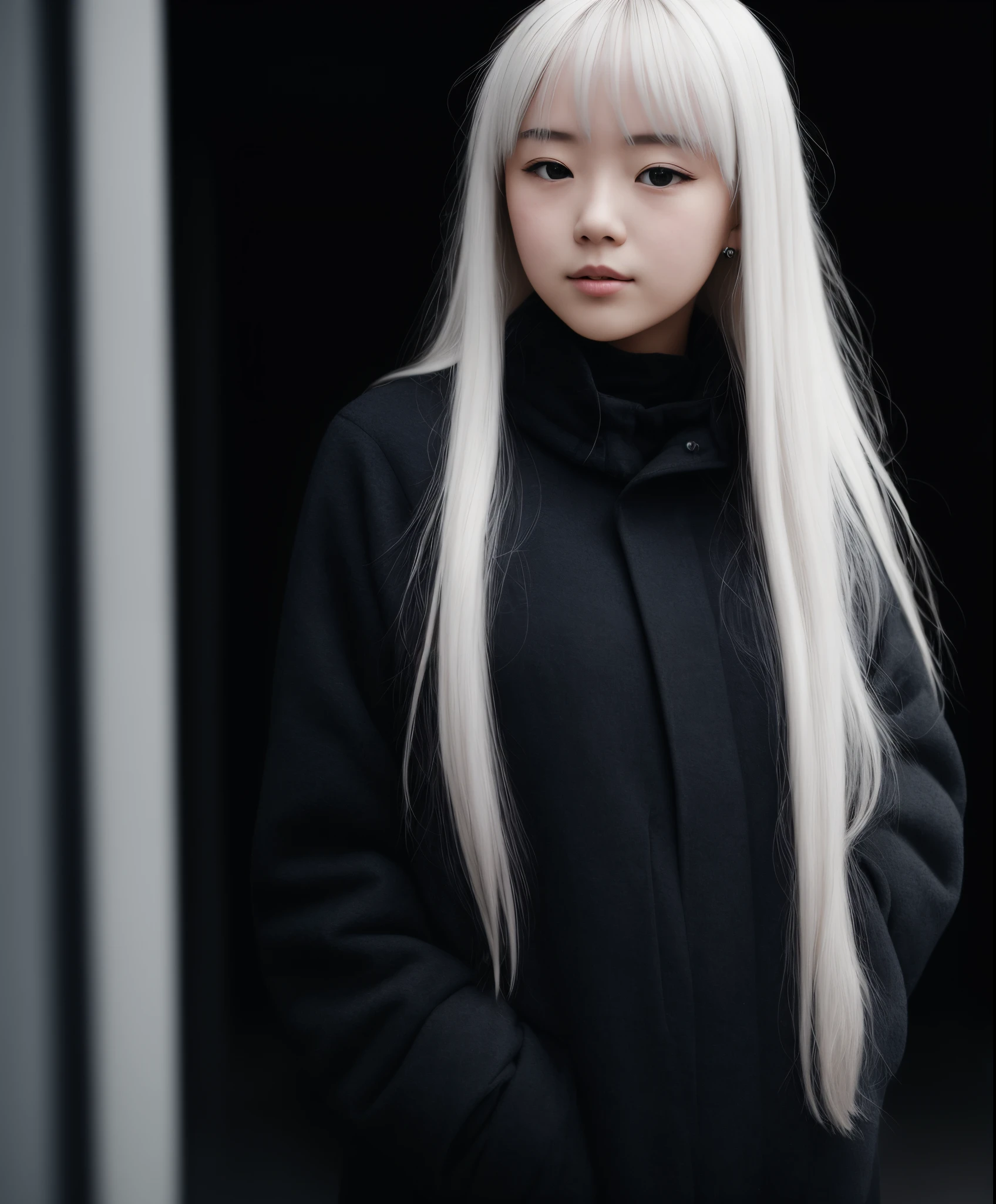Medium-sized girl with long white hair
