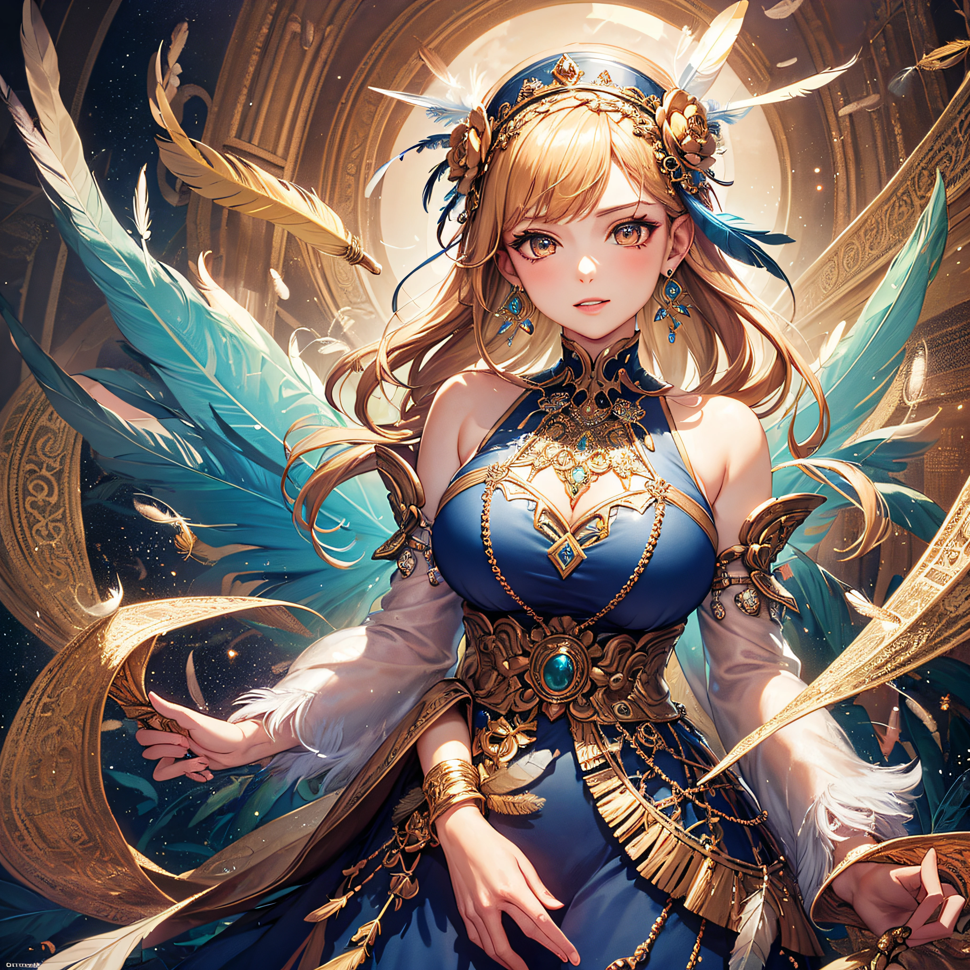 Butterfly motif、orange undertone、Vibrant colors、((masterpiece)))、(((top-quality)))、((ultra-detailliert))、(A hyper-realistic)、(highly detailed CGillustration)、Official art、Vienna at the beginning of the 20th century、Decadent、Madame Papillon、Cool Beauty、Masquerade、refinement、Elegance、Gorgeous、Colorful and detailed mask design、matchless beauty、Fans、gorgeous dress、jewely、Female Solo、Perfect Angle、perfect-composition