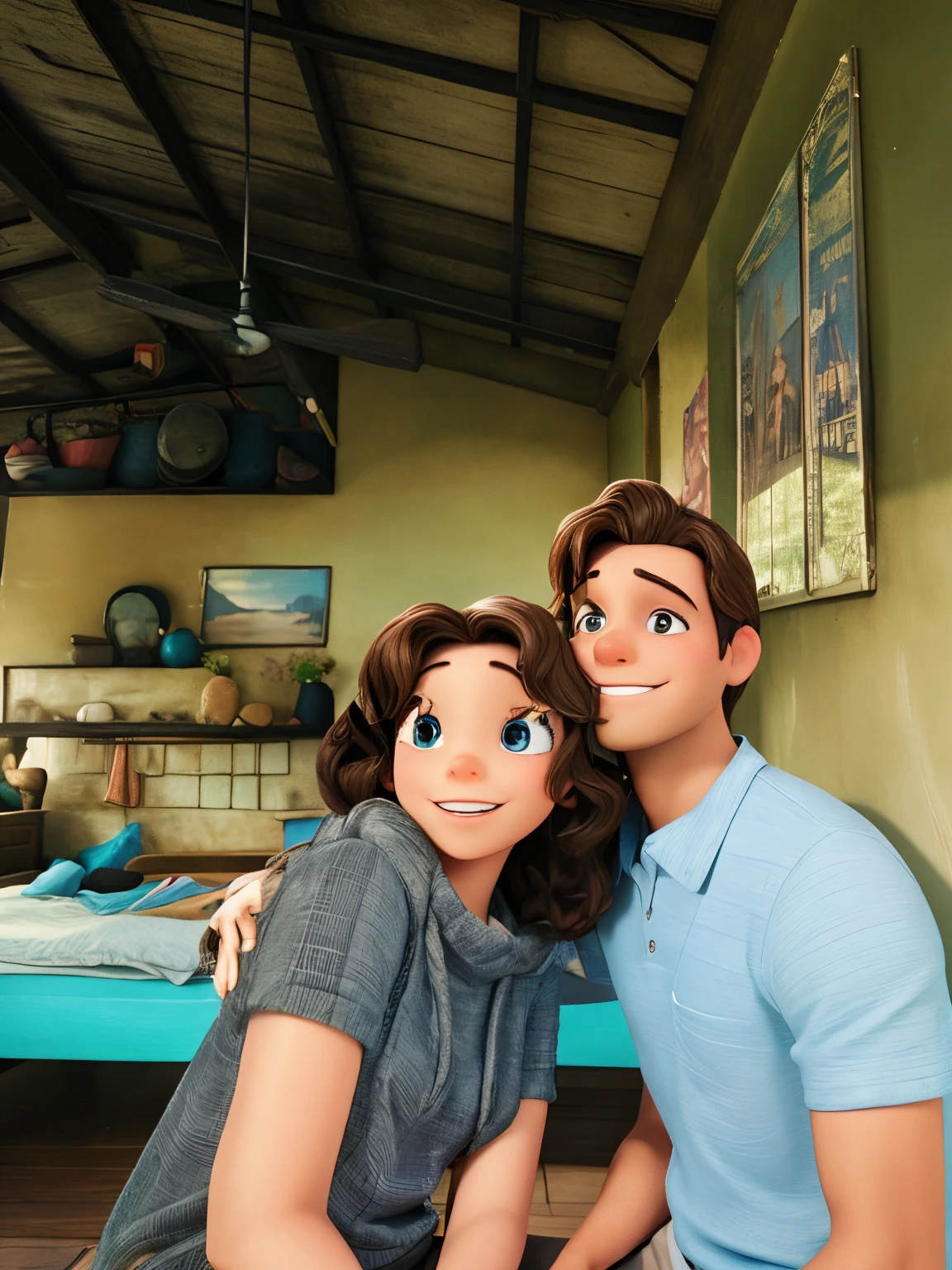 Cute couple Disney 3D