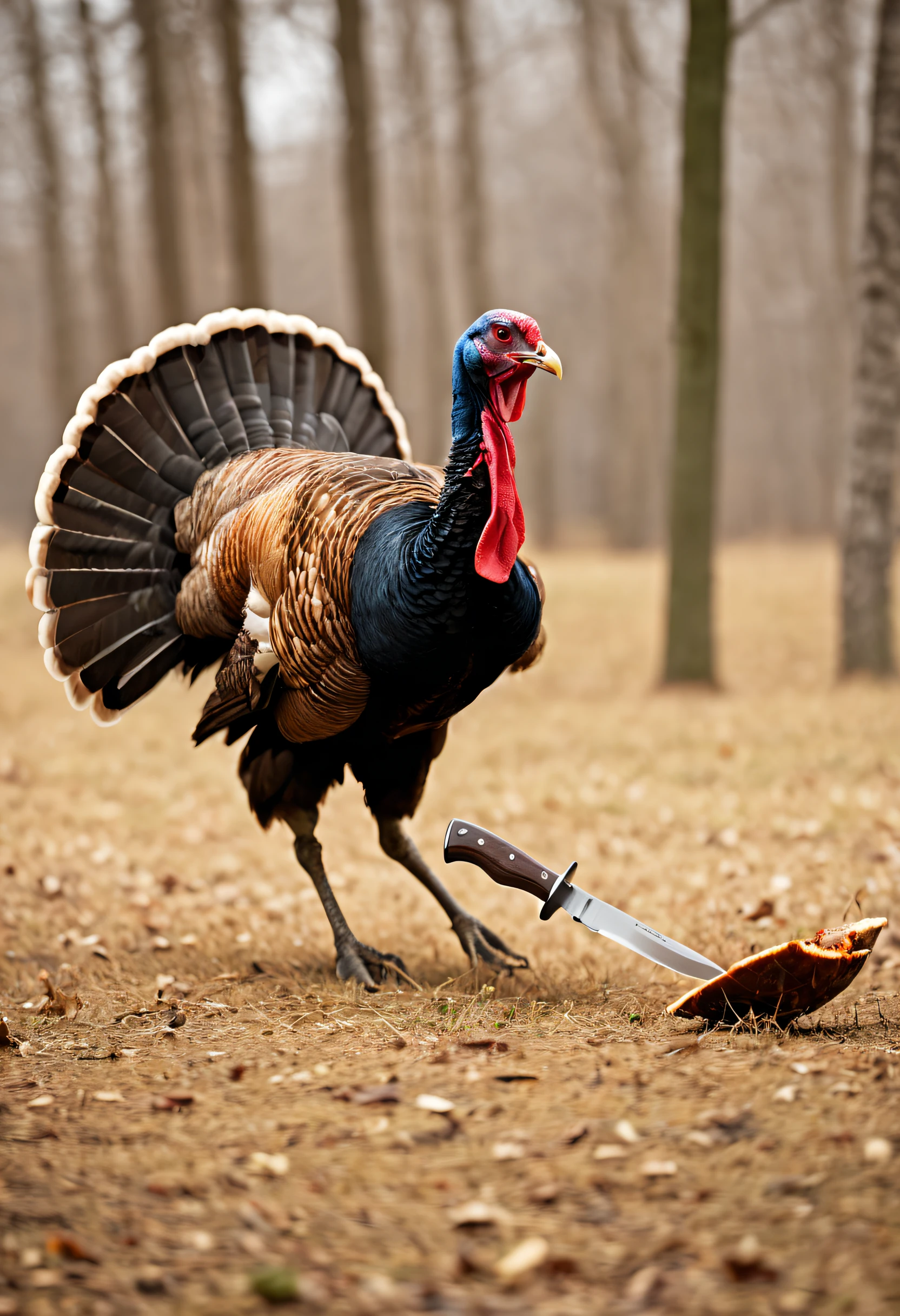 Woman chases turkey with knife,