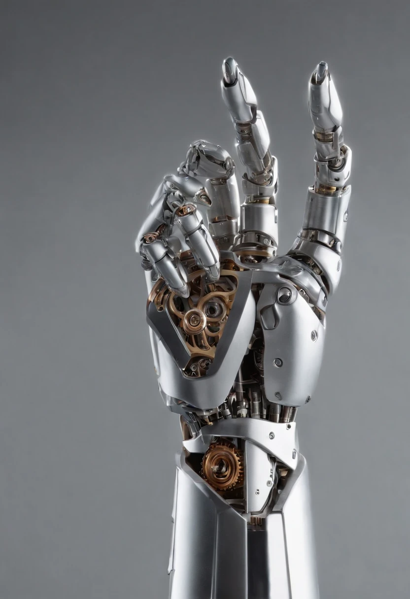 Envision an intriguing image where the subject is a beautiful robotic hand holding a pencil, captured with an exquisite focus on intricate details and a shallow depth of field. Dive into extreme micro-details to emphasize the mechanical intricacies of the hand, the sleek surfaces, and the futuristic design, all while highlighting the delicate grasp of the pencil.

Highlight the micro-details of the robotic hand, capturing the precision in its construction, the reflective surfaces, and the subtle variations in texture that define its futuristic aesthetics. Zoom in on elements like the play of light on metallic surfaces, the intricate joints, and the small details that contribute to the hand's technological allure.

Emphasize the shallow depth of field to bring the robotic hand and the pencil into sharp focus, allowing the futuristic background to blur. This technique draws attention to the advanced details of both the hand and the pencil, creating a visually striking composition that blends technology and creativity.

Consider the lighting to enhance the micro-details, using futuristic lighting sources to create a dynamic and visually appealing scene. Illuminate the robotic hand and the pencil with a mix of ambient and artificial light, casting shadows that add depth and accentuate the futuristic elements.

Imagine the robotic hand delicately holding the pencil in a pose that conveys both precision and artistic intent. Craft an intimate yet high-tech scene that not only captures the micro-details of the robotic hand but also evokes a sense of innovation, sophistication, and the seamless integration of technology and creativity.

This detailed prompt aims to inspire the creation of a highly detailed and macro-focused image featuring a beautiful robotic hand holding a pencil, with intricate details and a shallow depth of field against a futuristic background, creating a visually compelling composition that blends technology and artistic expression.