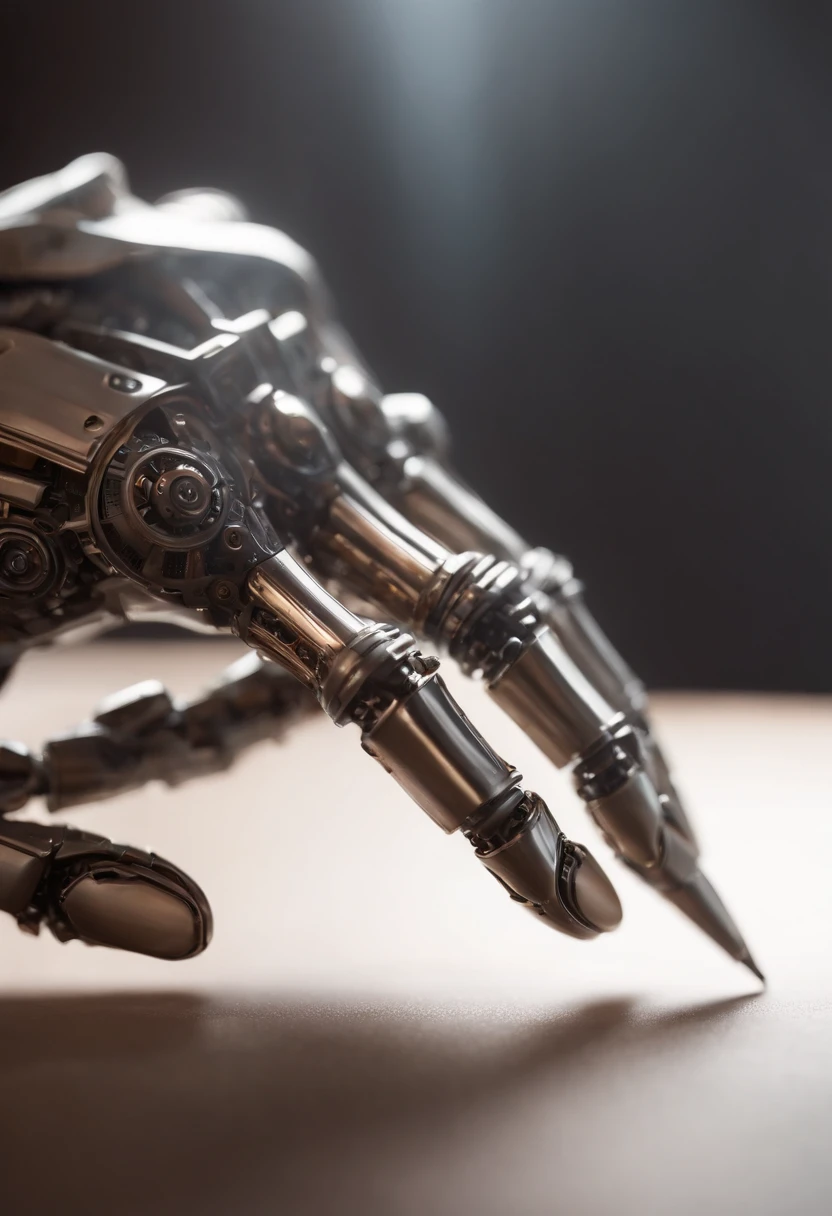Envision an intriguing image where the subject is a beautiful robotic hand holding a pencil, captured with an exquisite focus on intricate details and a shallow depth of field. Dive into extreme micro-details to emphasize the mechanical intricacies of the hand, the sleek surfaces, and the futuristic design, all while highlighting the delicate grasp of the pencil.
Highlight the micro-details of the robotic hand, capturing the precision in its construction, the reflective surfaces, and the subtle variations in texture that define its futuristic aesthetics. Zoom in on elements like the play of light on metallic surfaces, the intricate joints, and the small details that contribute to the hand's technological allure.
Emphasize the shallow depth of field to bring the robotic hand and the pencil into sharp focus, allowing the futuristic background to blur. This technique draws attention to the advanced details of both the hand and the pencil, creating a visually striking composition that blends technology and creativity.
Consider the lighting to enhance the micro-details, using futuristic lighting sources to create a dynamic and visually appealing scene. Illuminate the robotic hand and the pencil with a mix of ambient and artificial light, casting shadows that add depth and accentuate the futuristic elements.
Imagine the robotic hand delicately holding the pencil in a pose that conveys both precision and artistic intent. Craft an intimate yet high-tech scene that not only captures the micro-details of the robotic hand but also evokes a sense of innovation, sophistication, and the seamless integration of technology and creativity.
This detailed prompt aims to inspire the creation of a highly detailed and macro-focused image featuring a beautiful robotic hand holding a pencil, with intricate details and a shallow depth of field against a futuristic background, creating a visually compelling composition that blends technology and artistic expression.